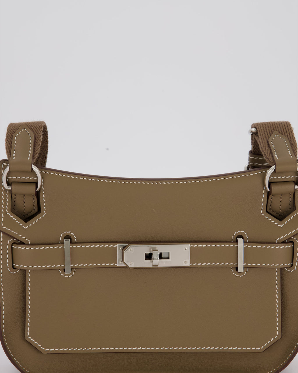Hermès Mini Jypsiere Crossbody Bag in Etoupe Swift Leather with Palladium Hardware