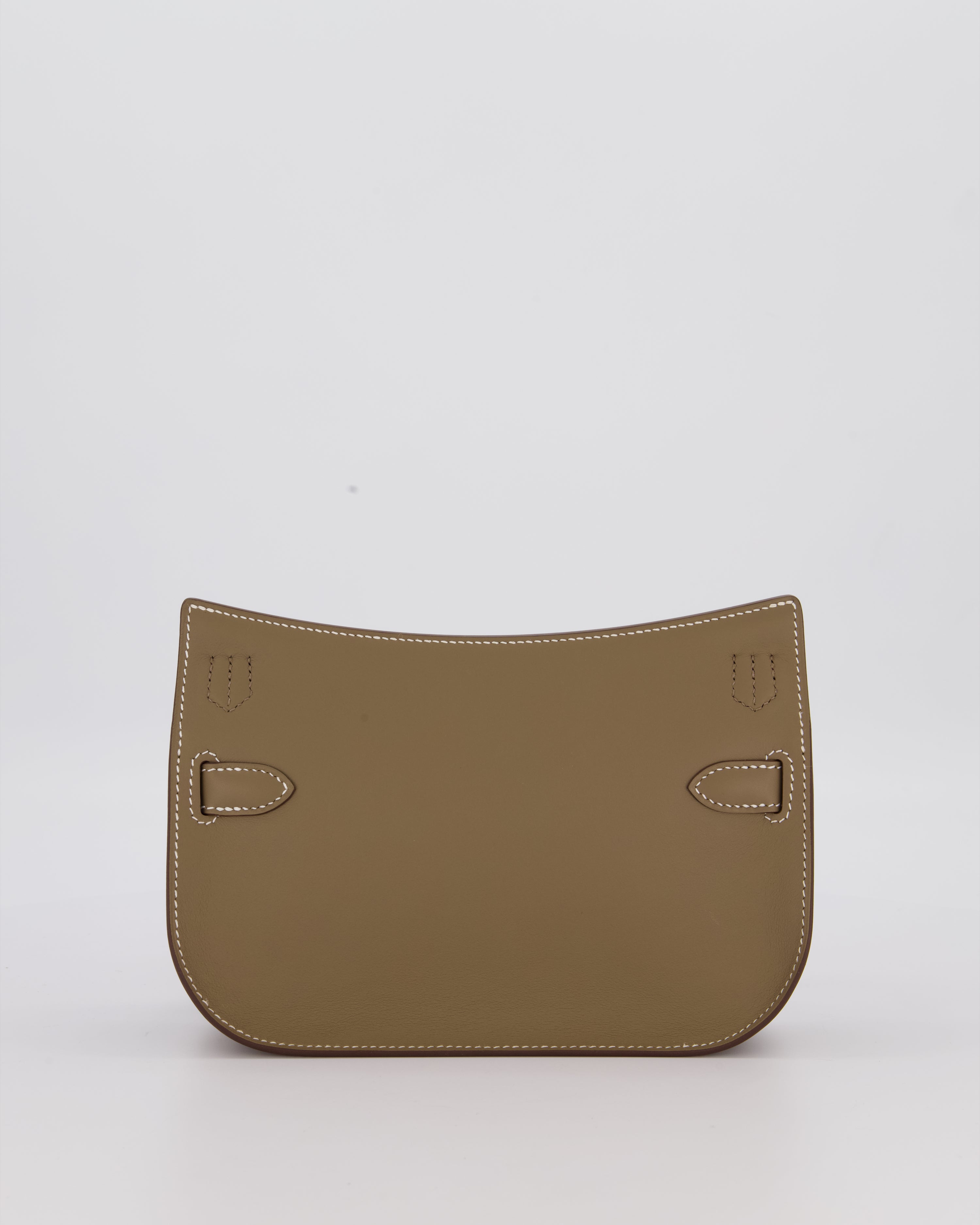 Hermès Mini Jypsiere Crossbody Bag in Etoupe Swift Leather with Palladium Hardware