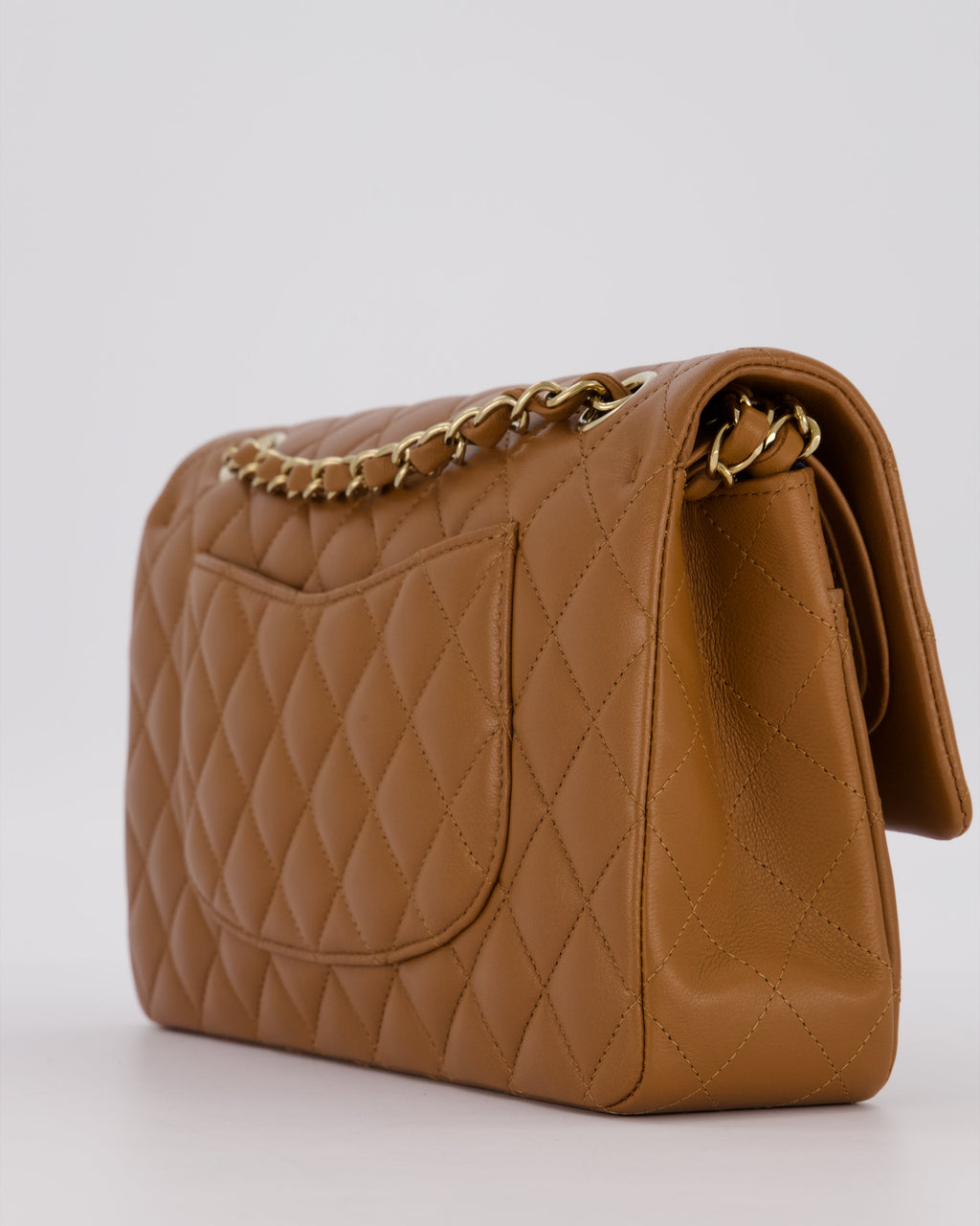 *RARE COLOUR* Chanel Dark Caramel Medium Classic Double Flap Bag in Lambskin Leather with Champagne Gold Hardware