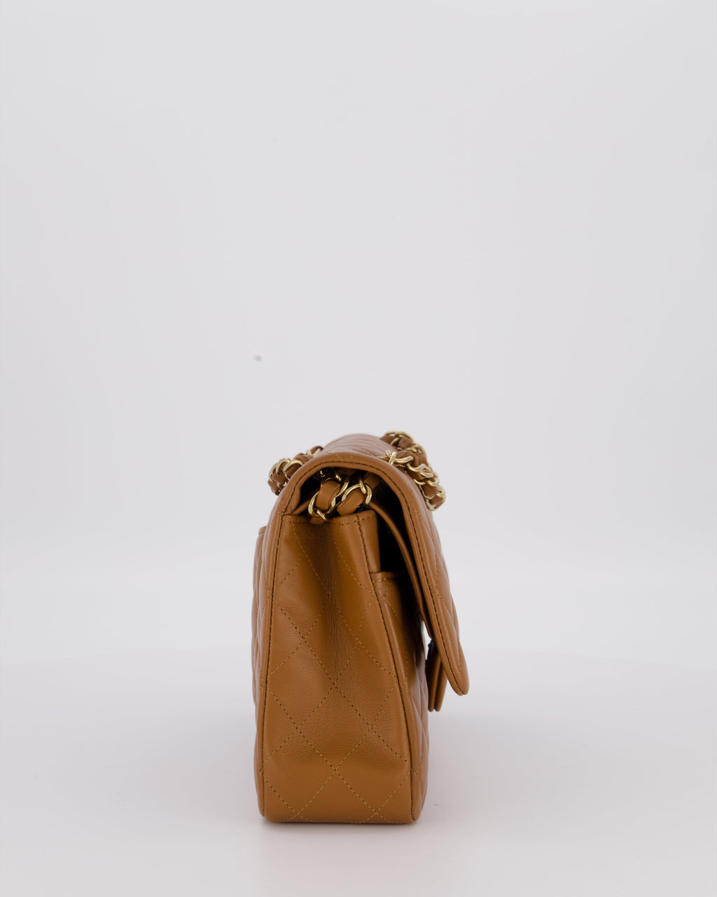 *RARE COLOUR* Chanel Dark Caramel Medium Classic Double Flap Bag in Lambskin Leather with Champagne Gold Hardware