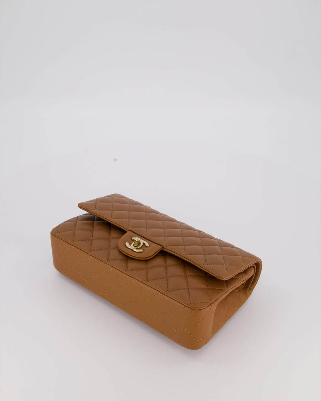 *RARE COLOUR* Chanel Dark Caramel Medium Classic Double Flap Bag in Lambskin Leather with Champagne Gold Hardware