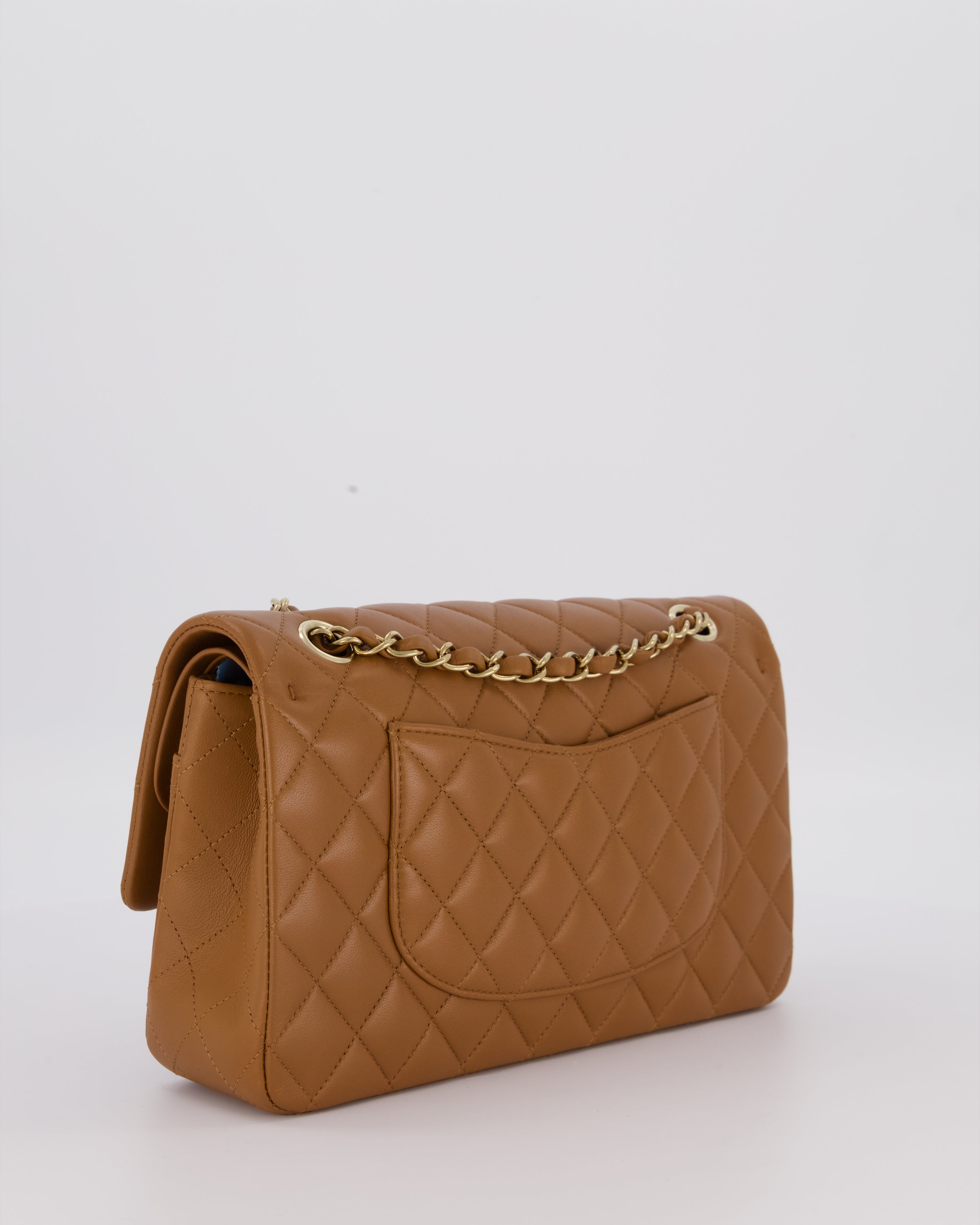 *RARE COLOUR* Chanel Dark Caramel Medium Classic Double Flap Bag in Lambskin Leather with Champagne Gold Hardware