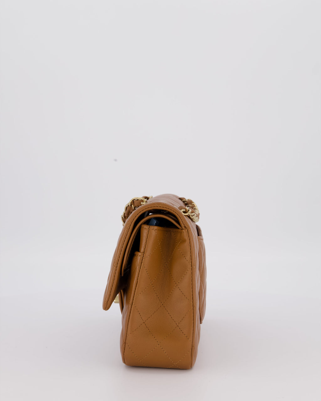*RARE COLOUR* Chanel Dark Caramel Medium Classic Double Flap Bag in Lambskin Leather with Champagne Gold Hardware