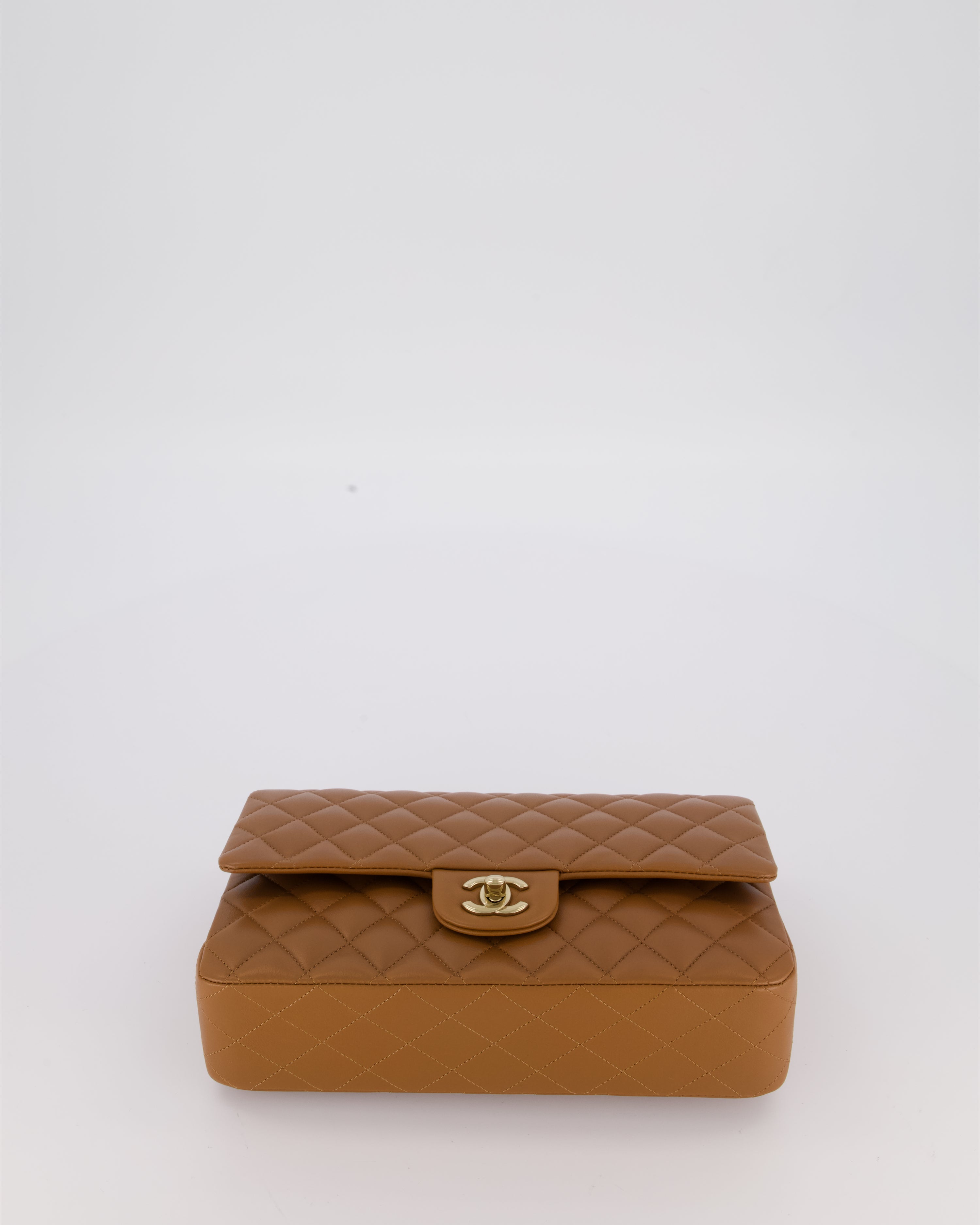 *RARE COLOUR* Chanel Dark Caramel Medium Classic Double Flap Bag in Lambskin Leather with Champagne Gold Hardware