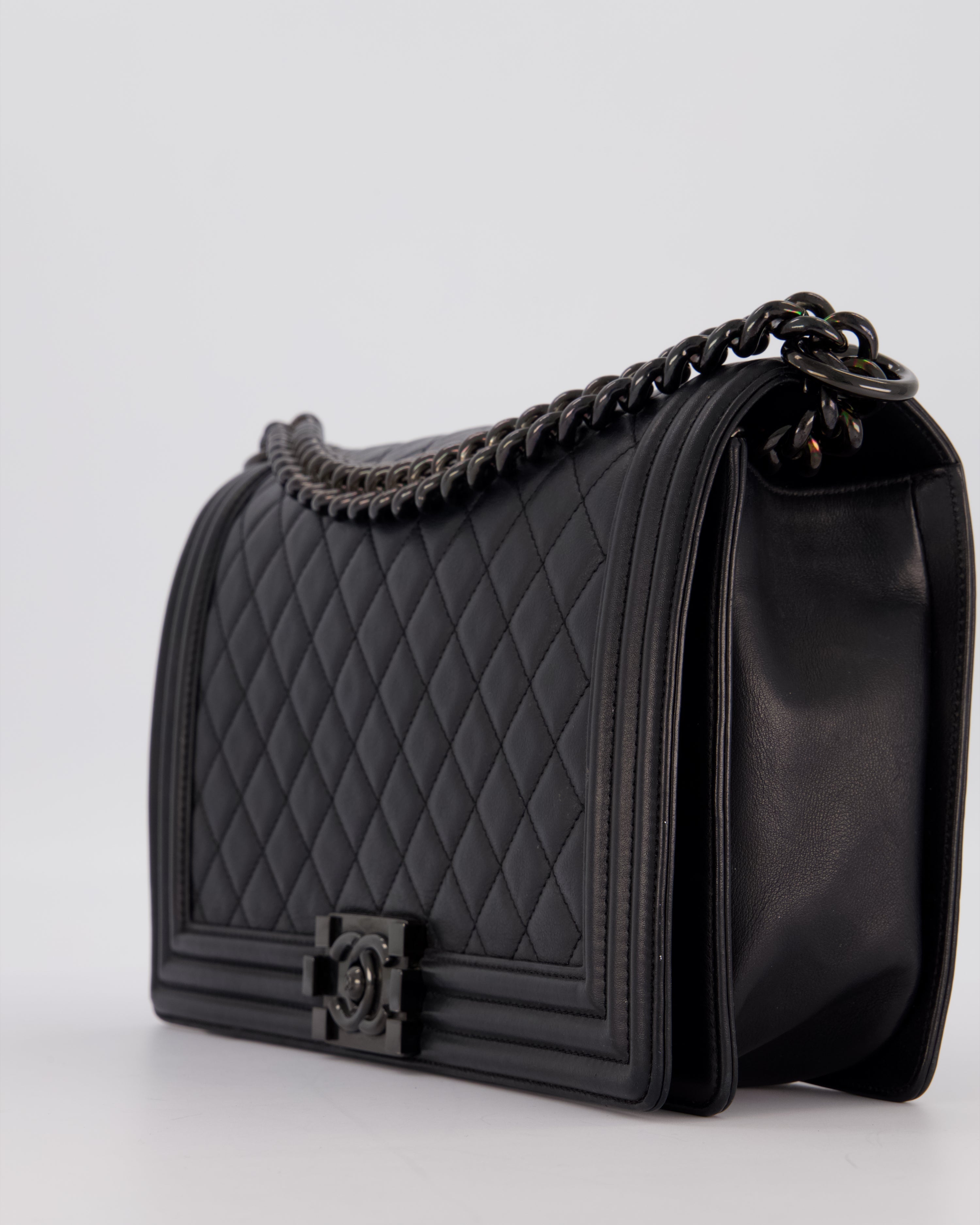 Chanel Black Medium Boy Bag in Calfskin Leather with So Black Hardware