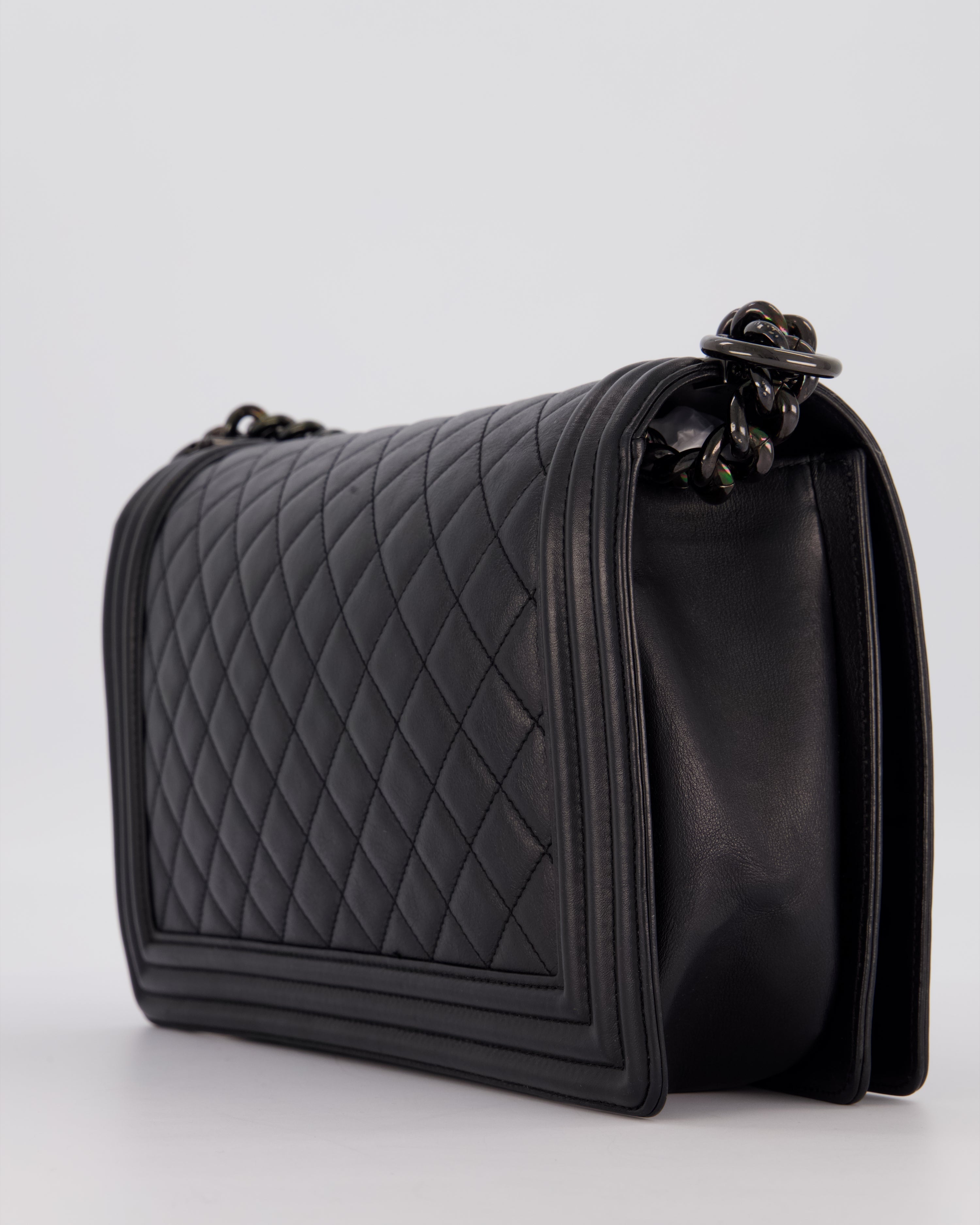 Chanel Black Medium Boy Bag in Calfskin Leather with So Black Hardware
