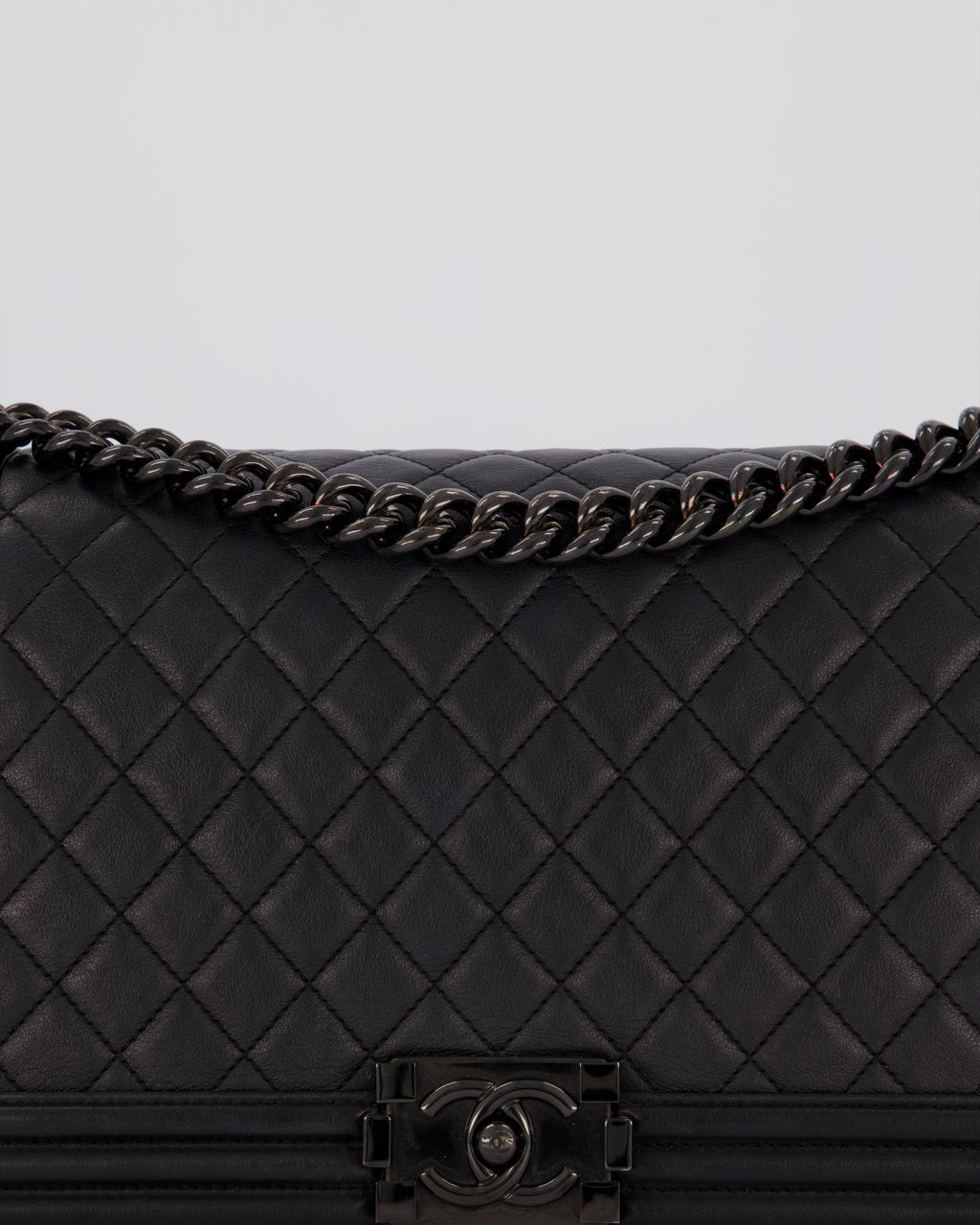 Chanel Black Medium Boy Bag in Calfskin Leather with So Black Hardware