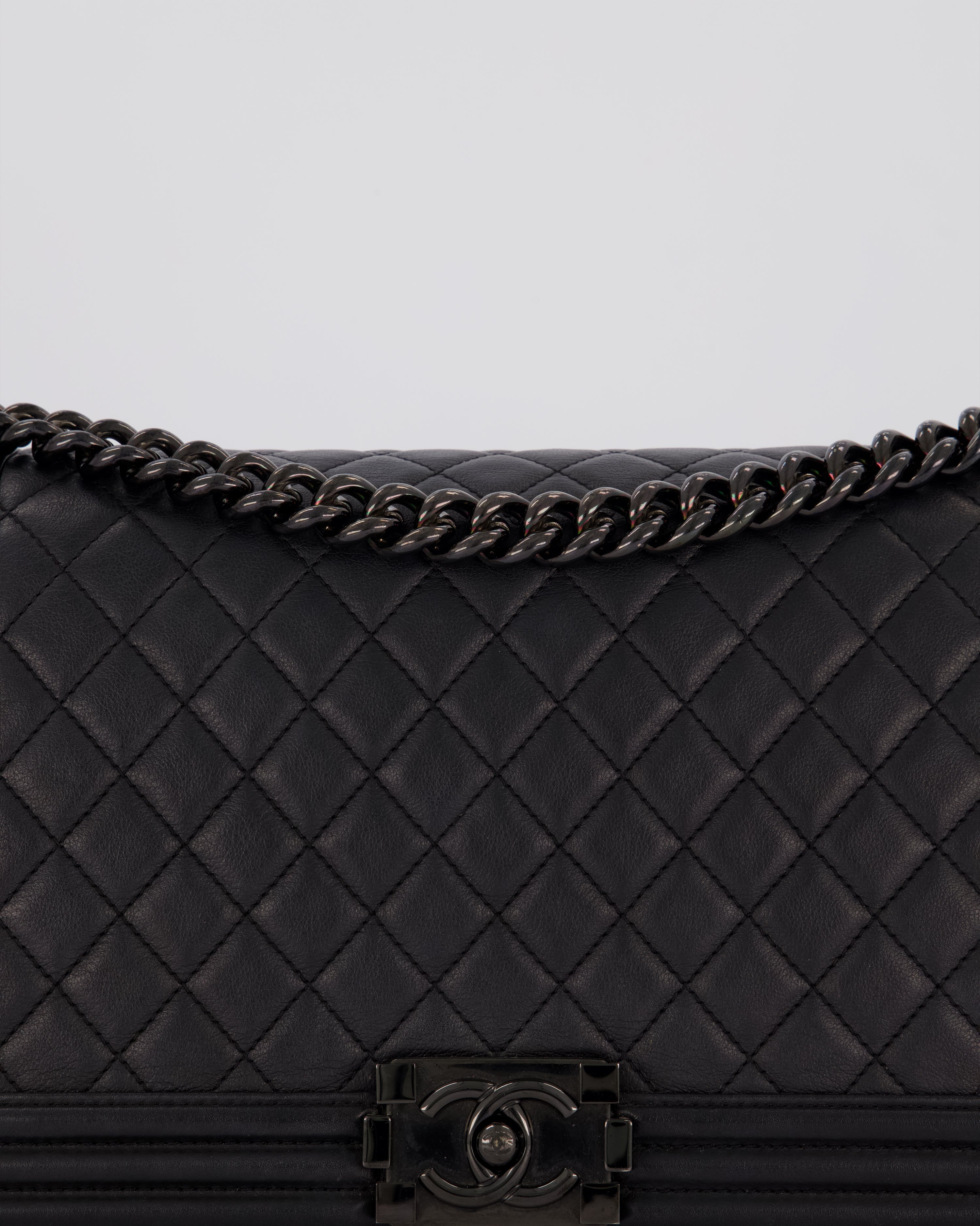 Chanel Black Medium Boy Bag in Calfskin Leather with So Black Hardware