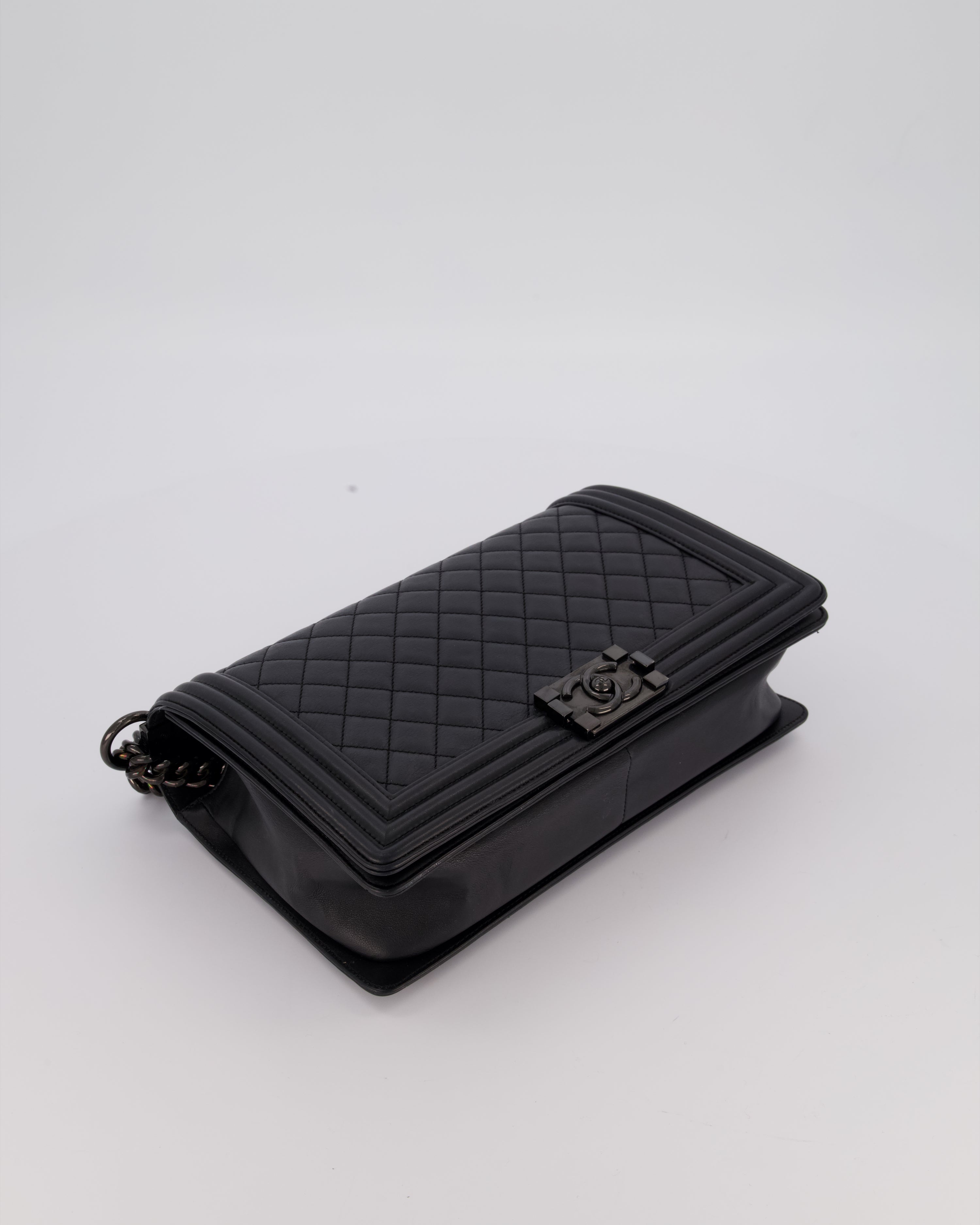 Chanel Black Medium Boy Bag in Calfskin Leather with So Black Hardware