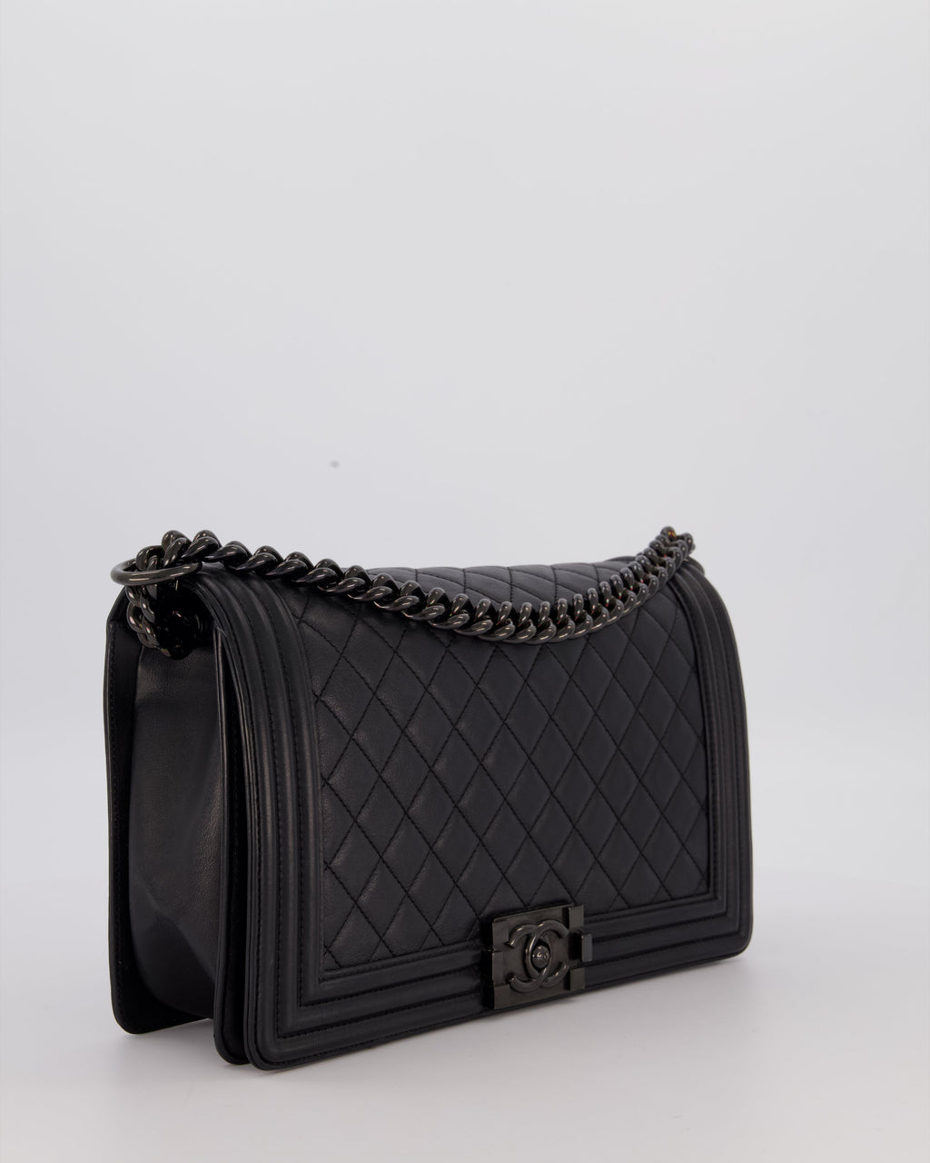Chanel Black Medium Boy Bag in Calfskin Leather with So Black Hardware