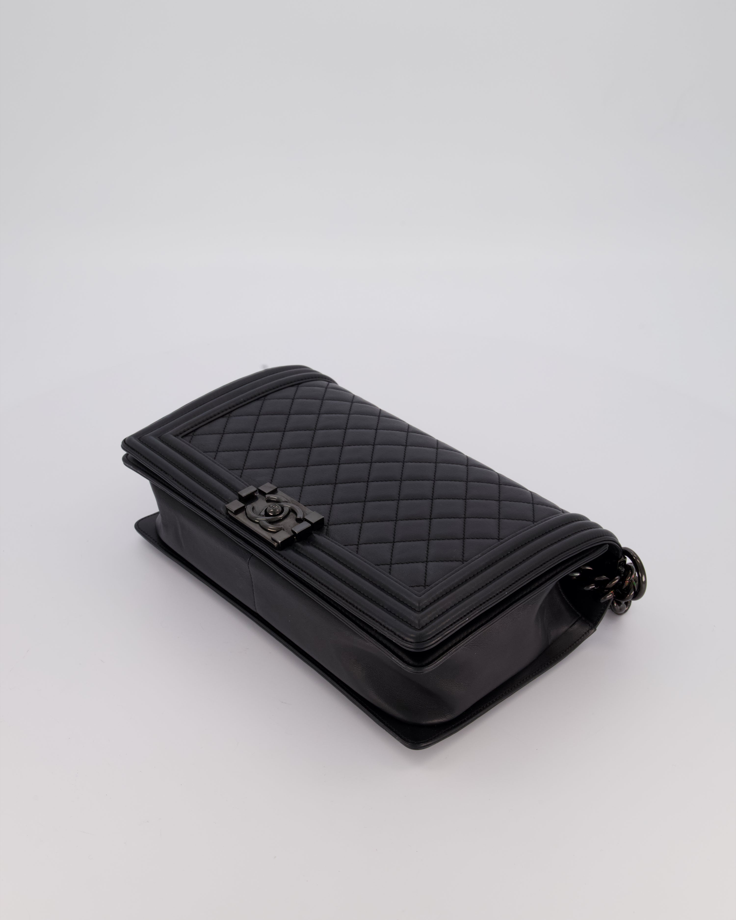 Chanel Black Medium Boy Bag in Calfskin Leather with So Black Hardware