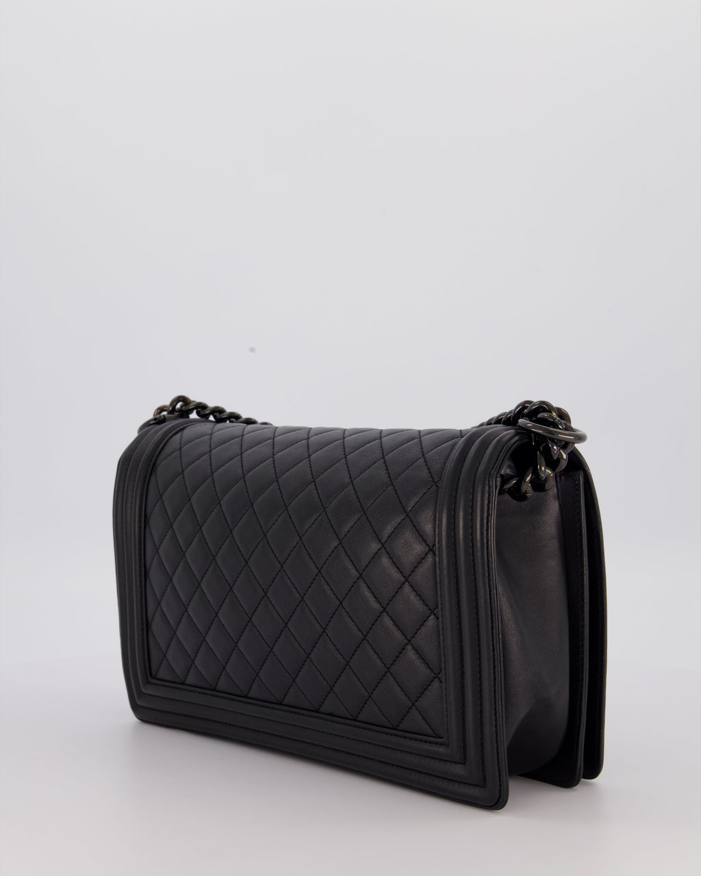 Chanel Black Medium Boy Bag in Calfskin Leather with So Black Hardware