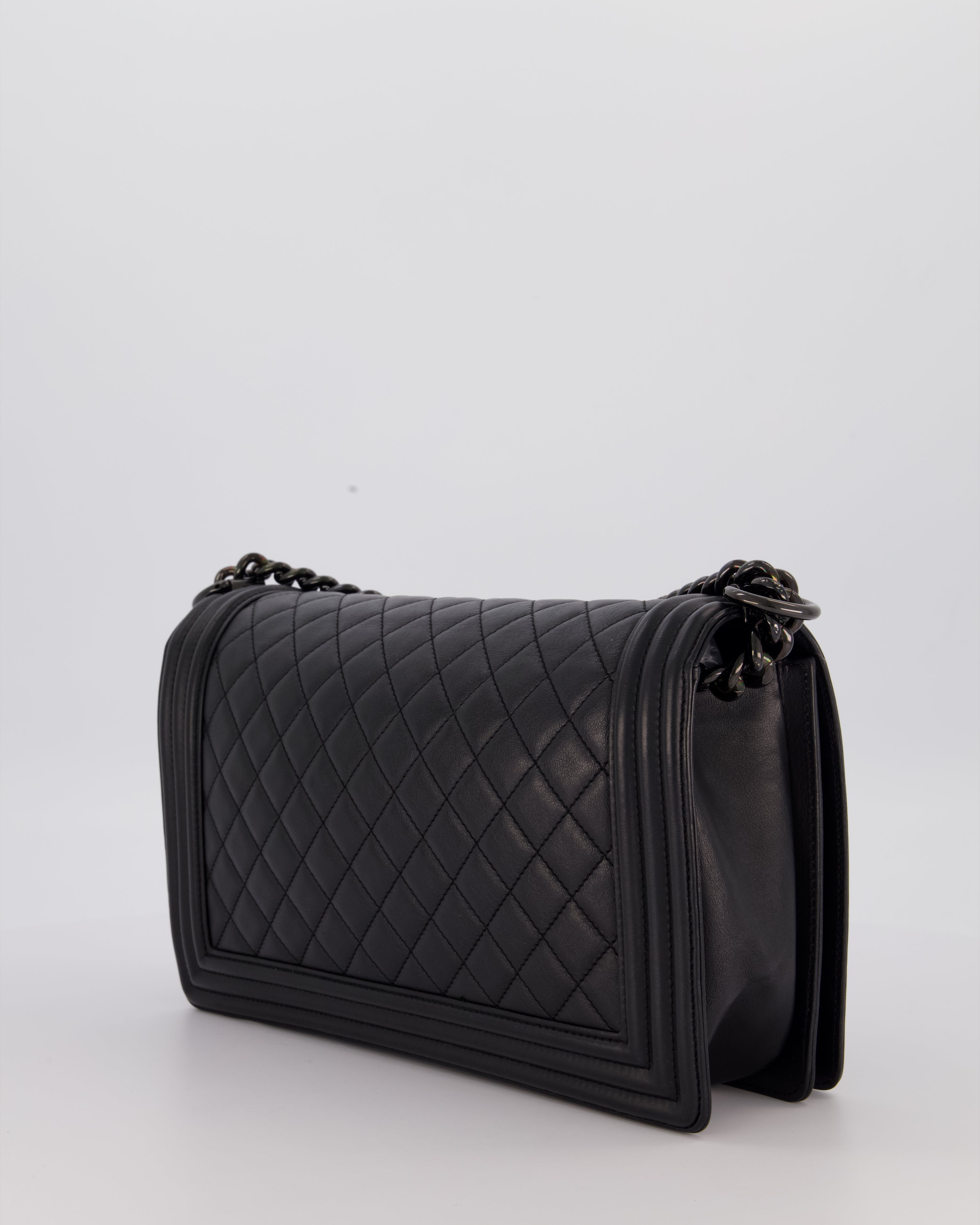 Chanel Black Medium Boy Bag in Calfskin Leather with So Black Hardware