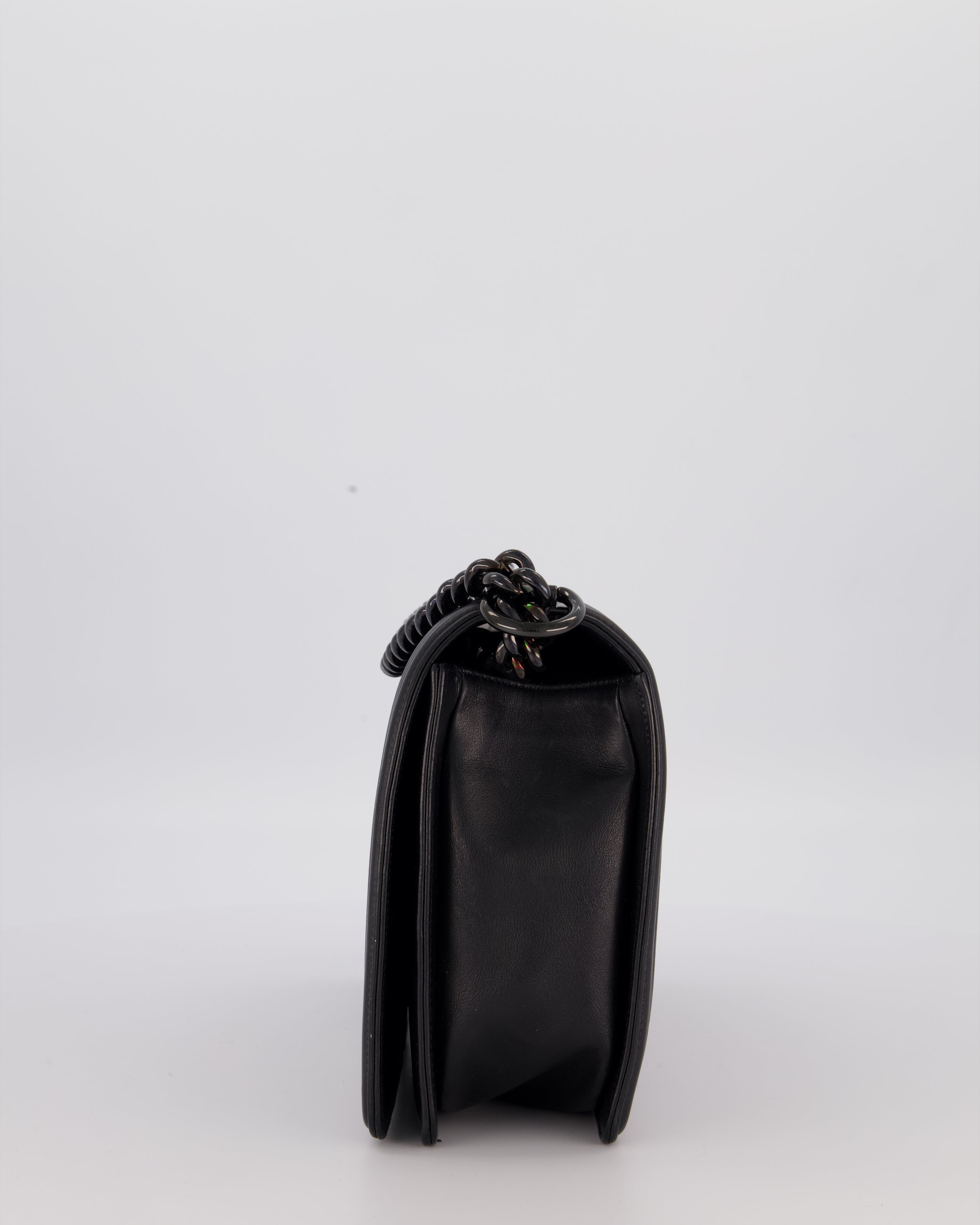 Chanel Black Medium Boy Bag in Calfskin Leather with So Black Hardware