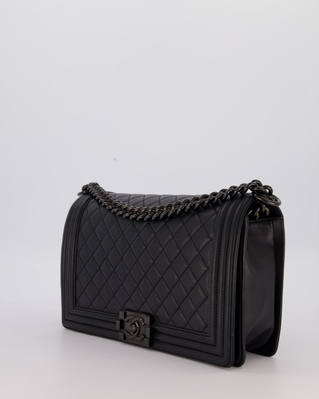 Chanel Black Medium Boy Bag in Calfskin Leather with So Black Hardware