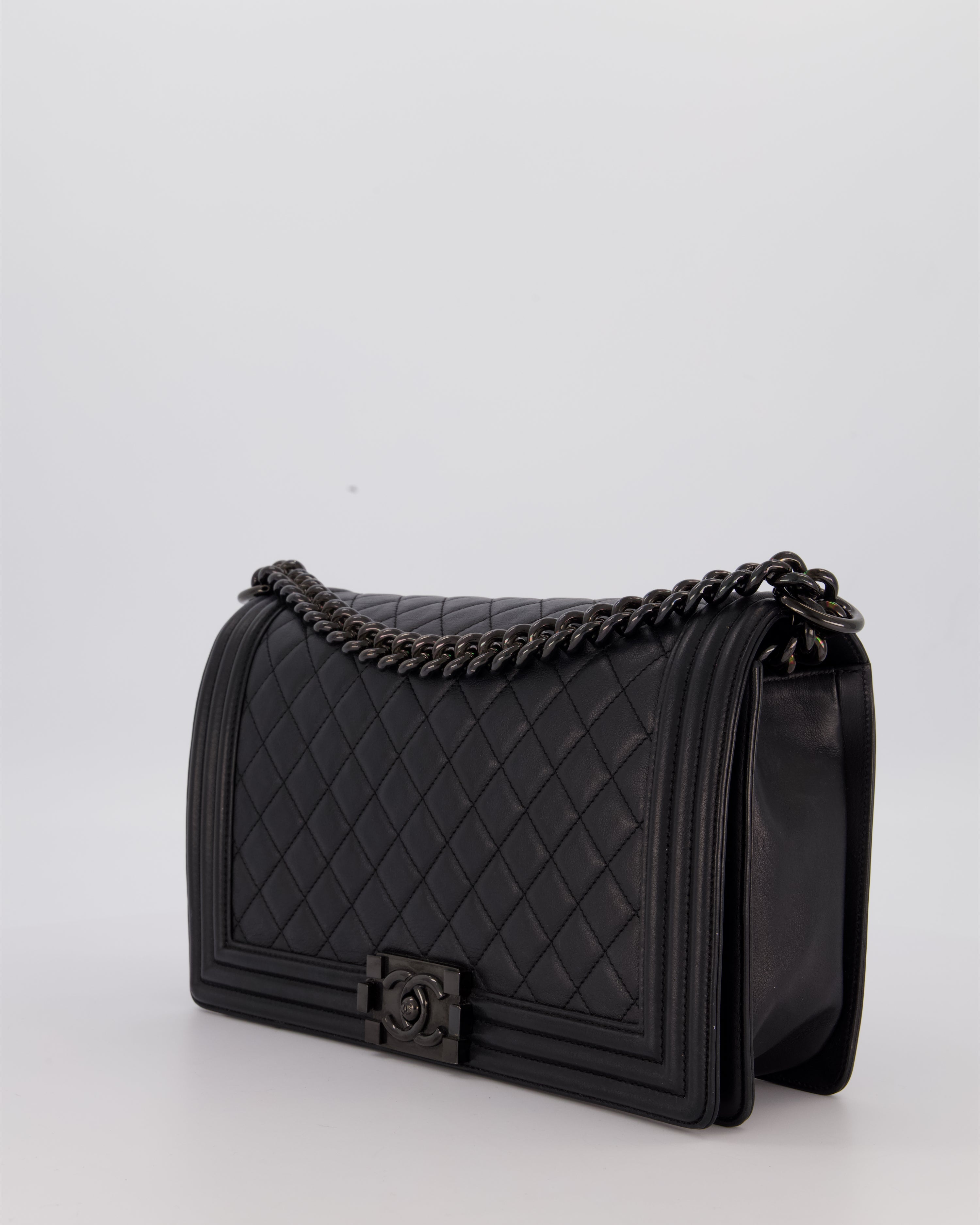 Chanel Black Medium Boy Bag in Calfskin Leather with So Black Hardware