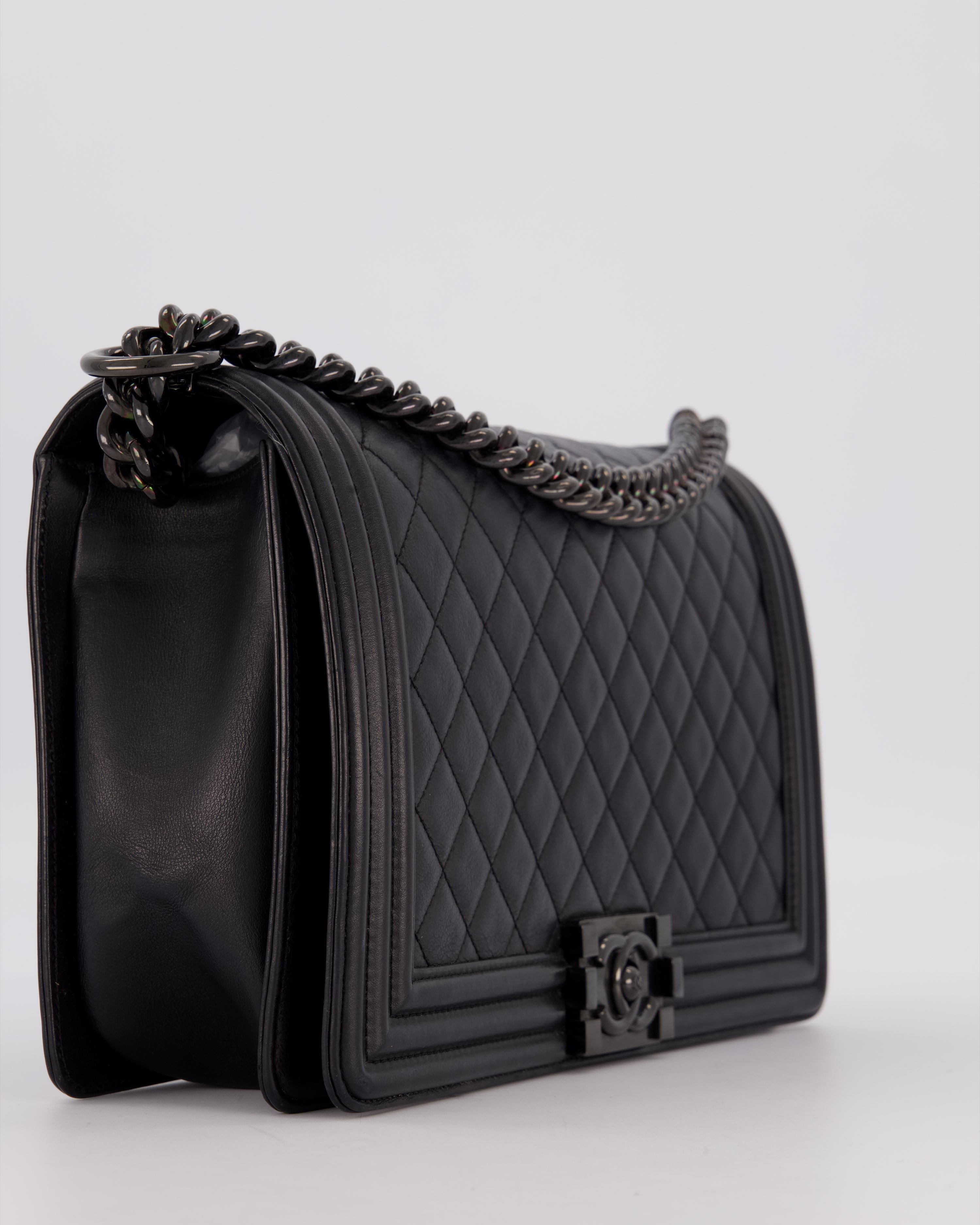 Chanel Black Medium Boy Bag in Calfskin Leather with So Black Hardware