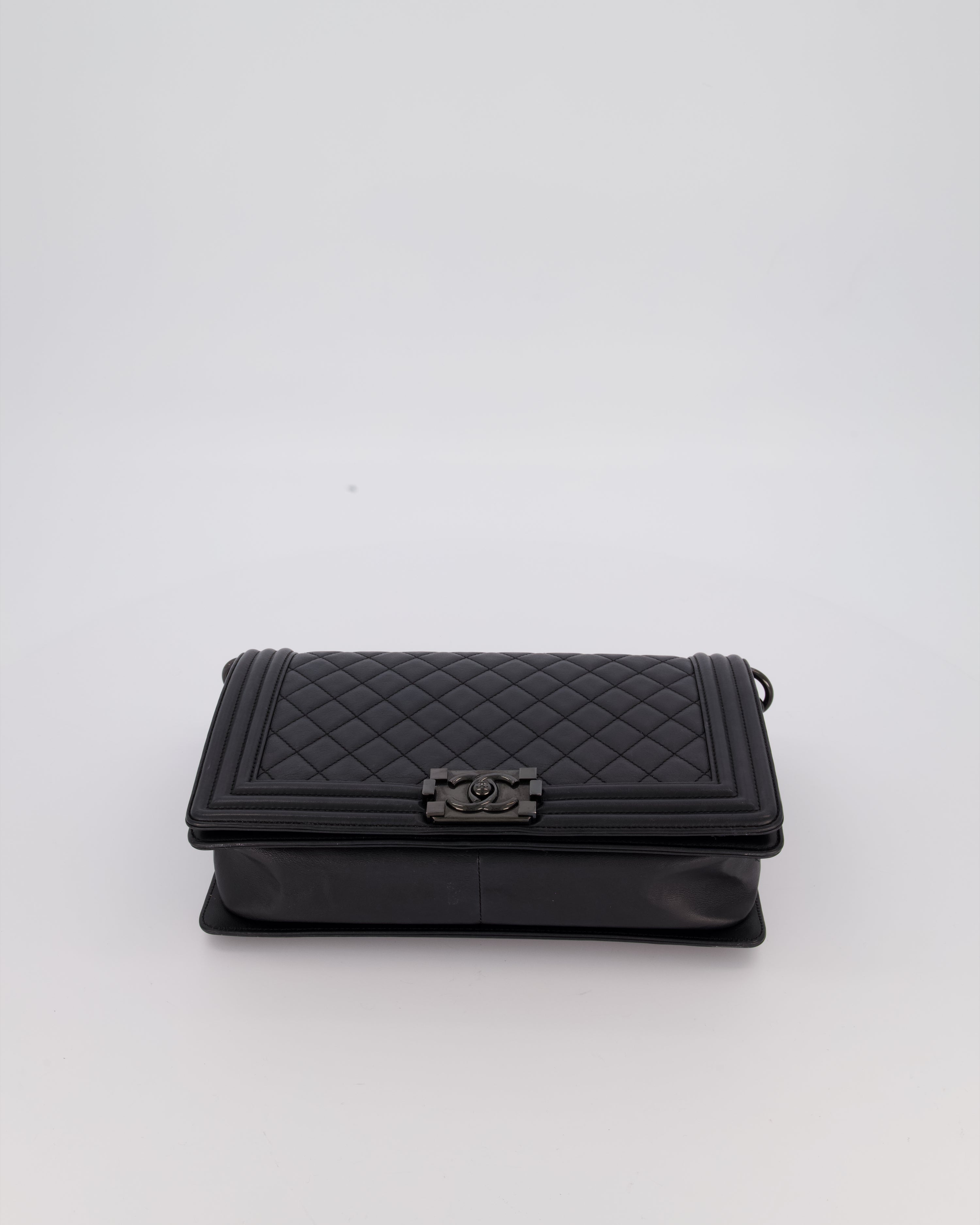 Chanel Black Medium Boy Bag in Calfskin Leather with So Black Hardware