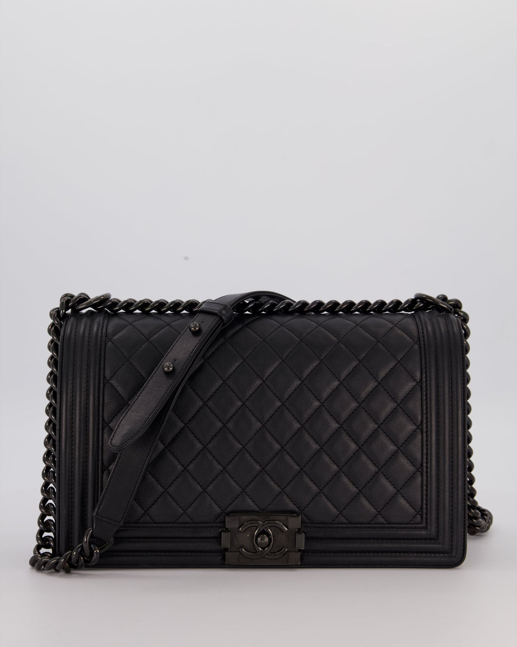 Chanel Black Medium Boy Bag in Calfskin Leather with So Black Hardware