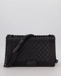 Chanel Black Medium Boy Bag in Calfskin Leather with So Black Hardware