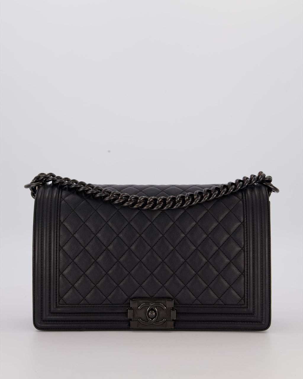 Chanel Black Medium Boy Bag in Calfskin Leather with So Black Hardware