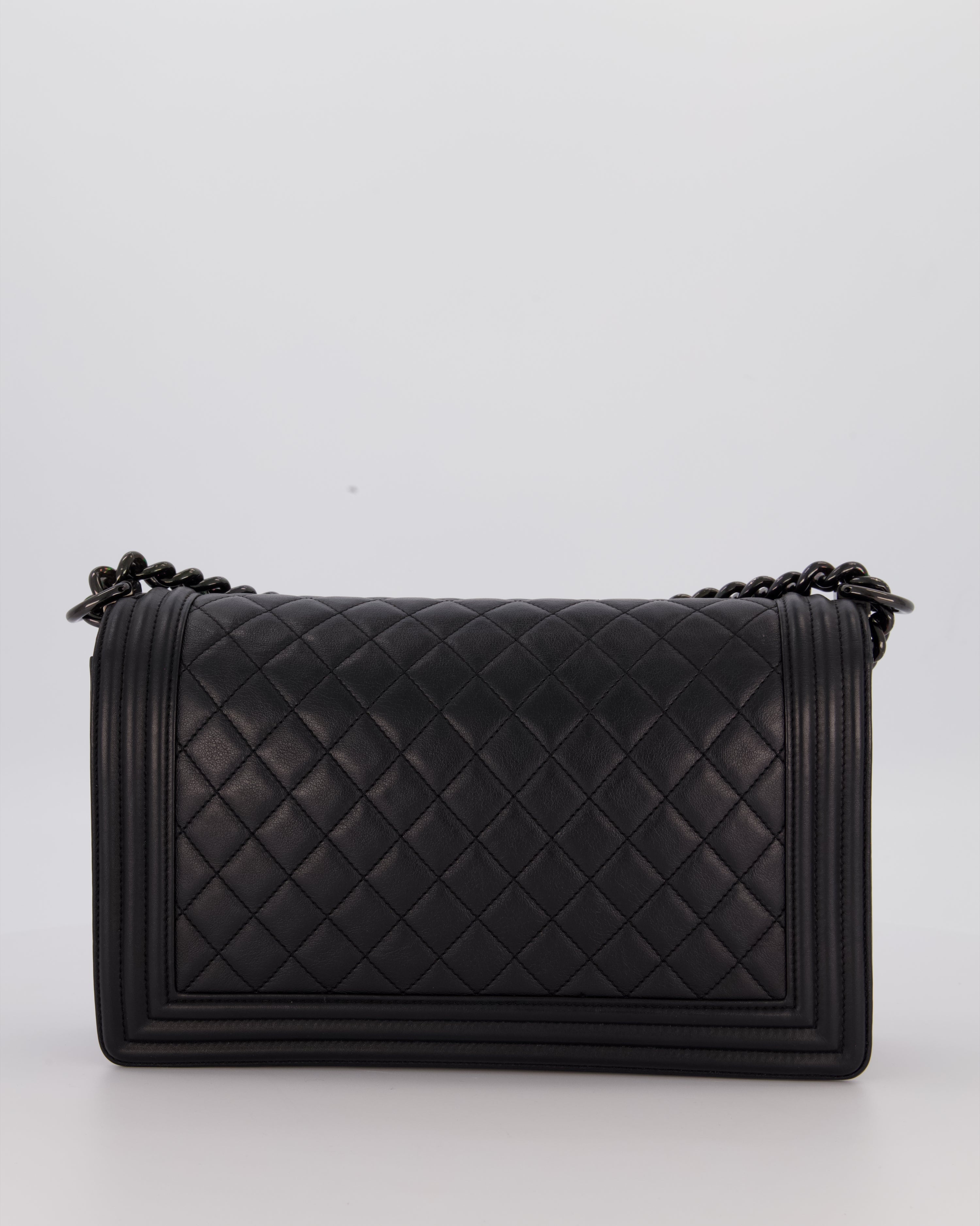 Chanel Black Medium Boy Bag in Calfskin Leather with So Black Hardware