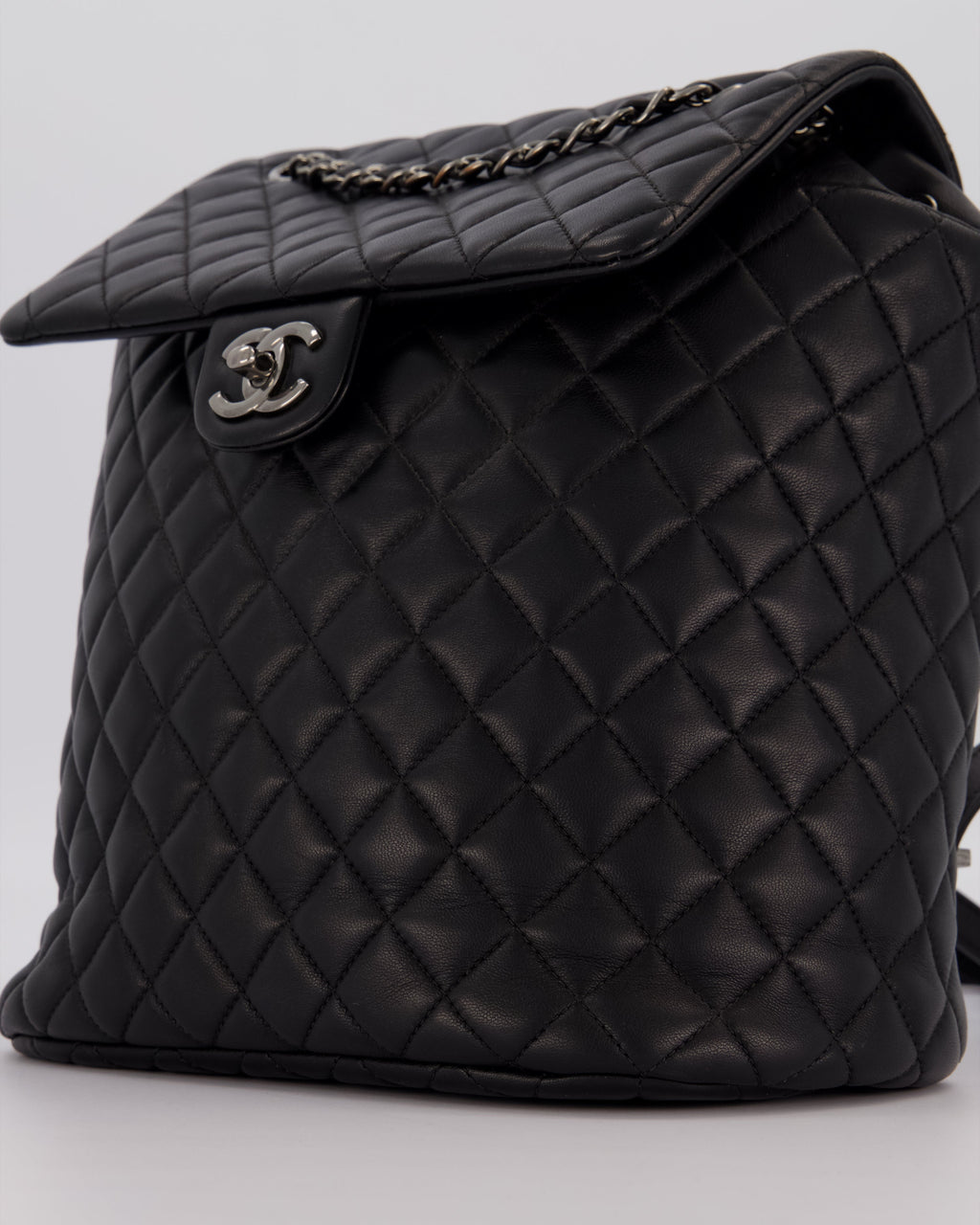 Chanel Black Quilted Lambskin Backpack Bag with Silver Hardware