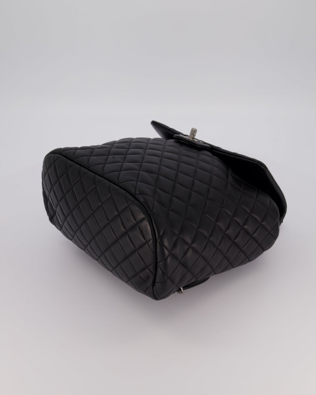 Chanel Black Quilted Lambskin Backpack Bag with Silver Hardware