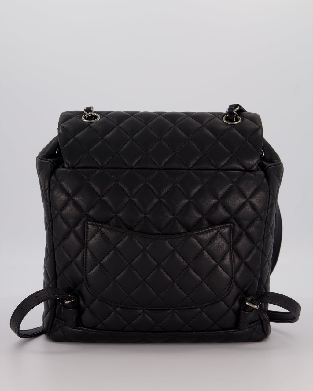 Chanel Black Quilted Lambskin Backpack Bag with Silver Hardware
