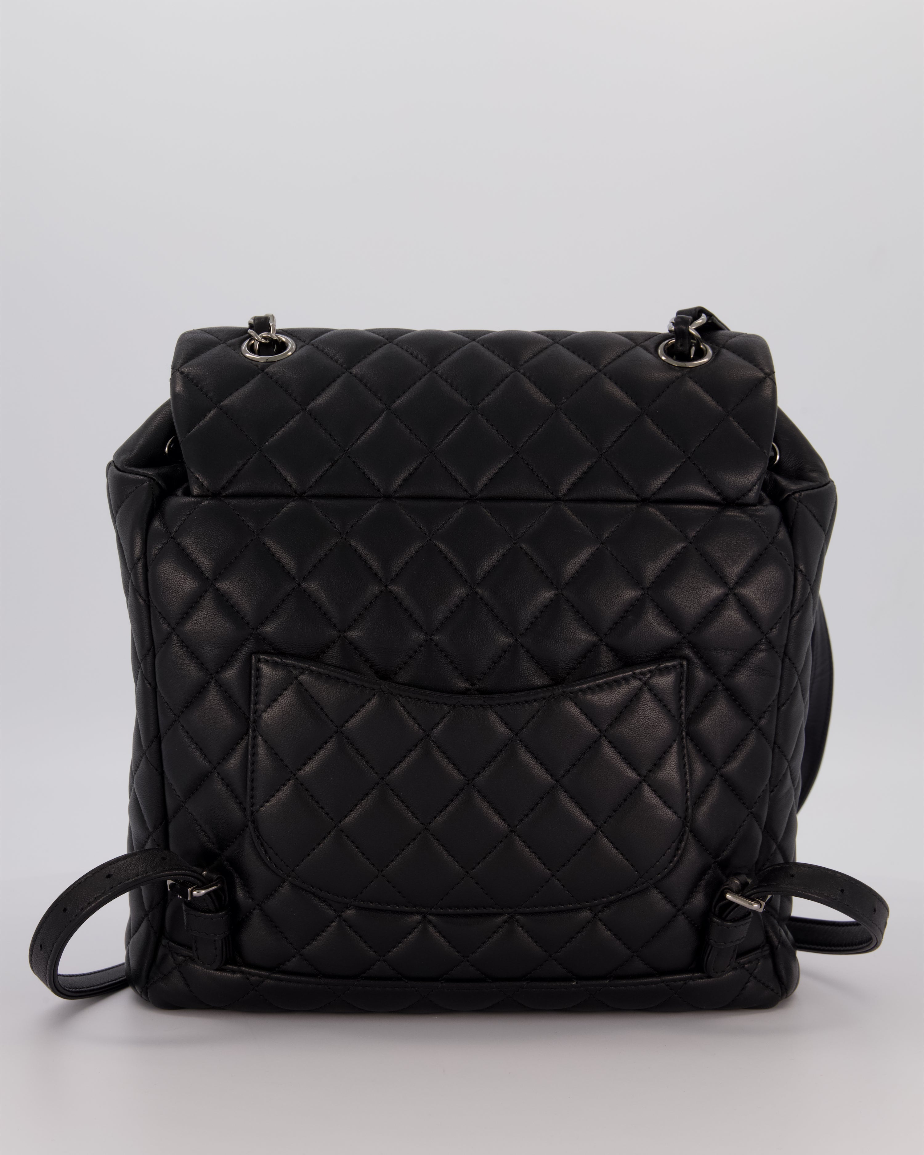 Chanel Black Quilted Lambskin Backpack Bag with Silver Hardware