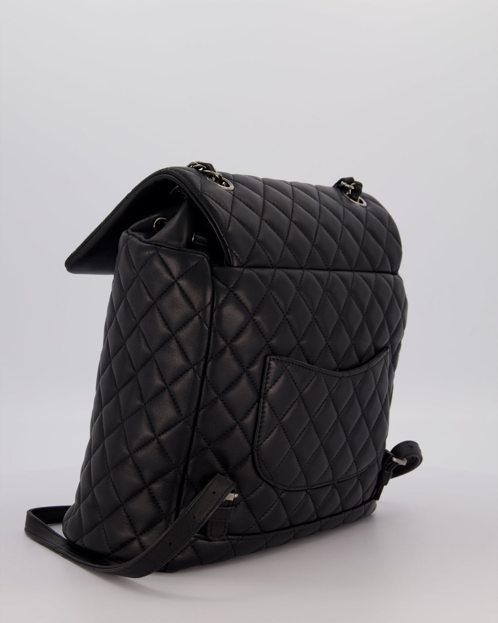 Chanel Black Quilted Lambskin Backpack Bag with Silver Hardware