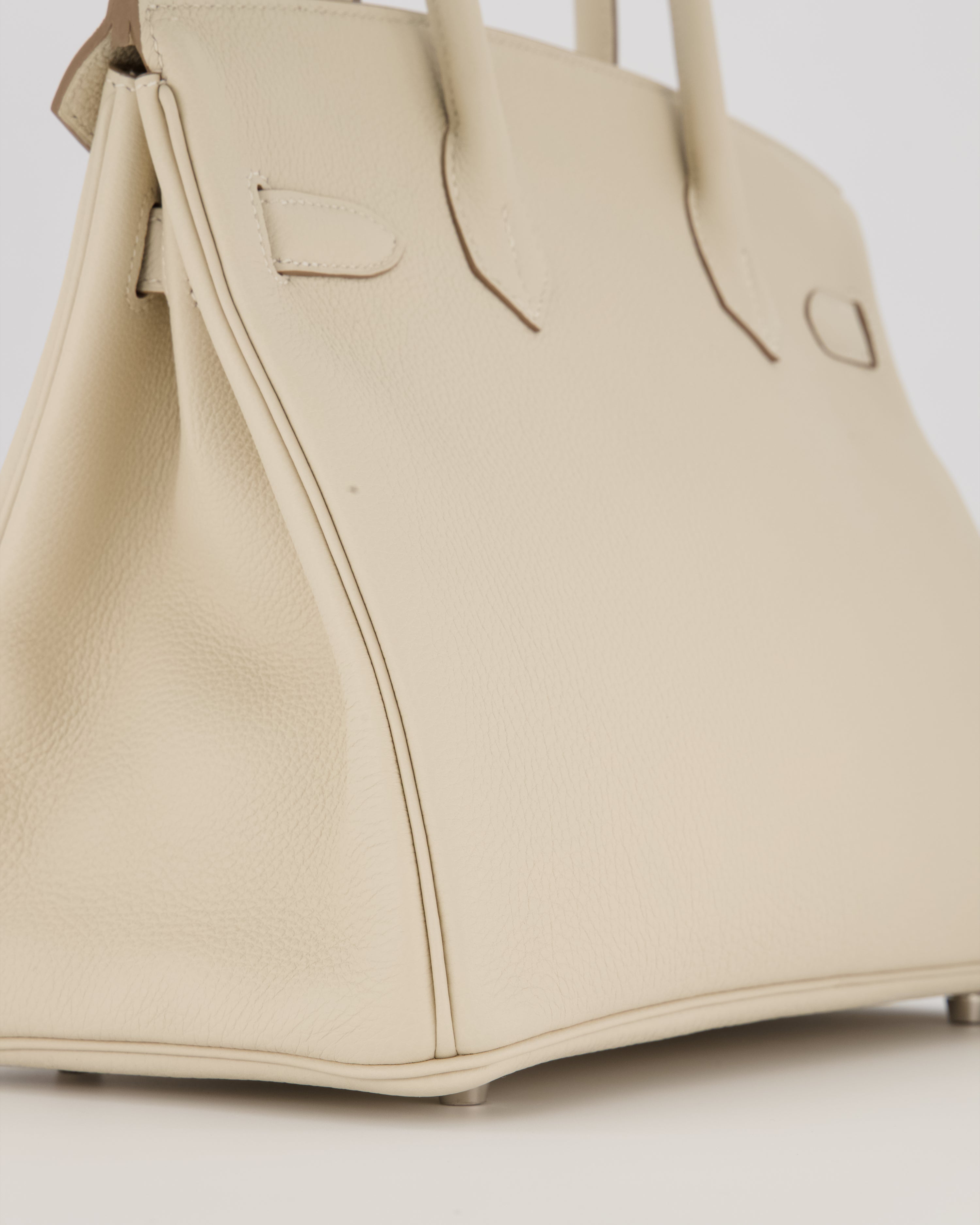 *SUPER RARE* Hermès Birkin 30 Retourne Bag in Craie Togo Leather with Palladium Hardware