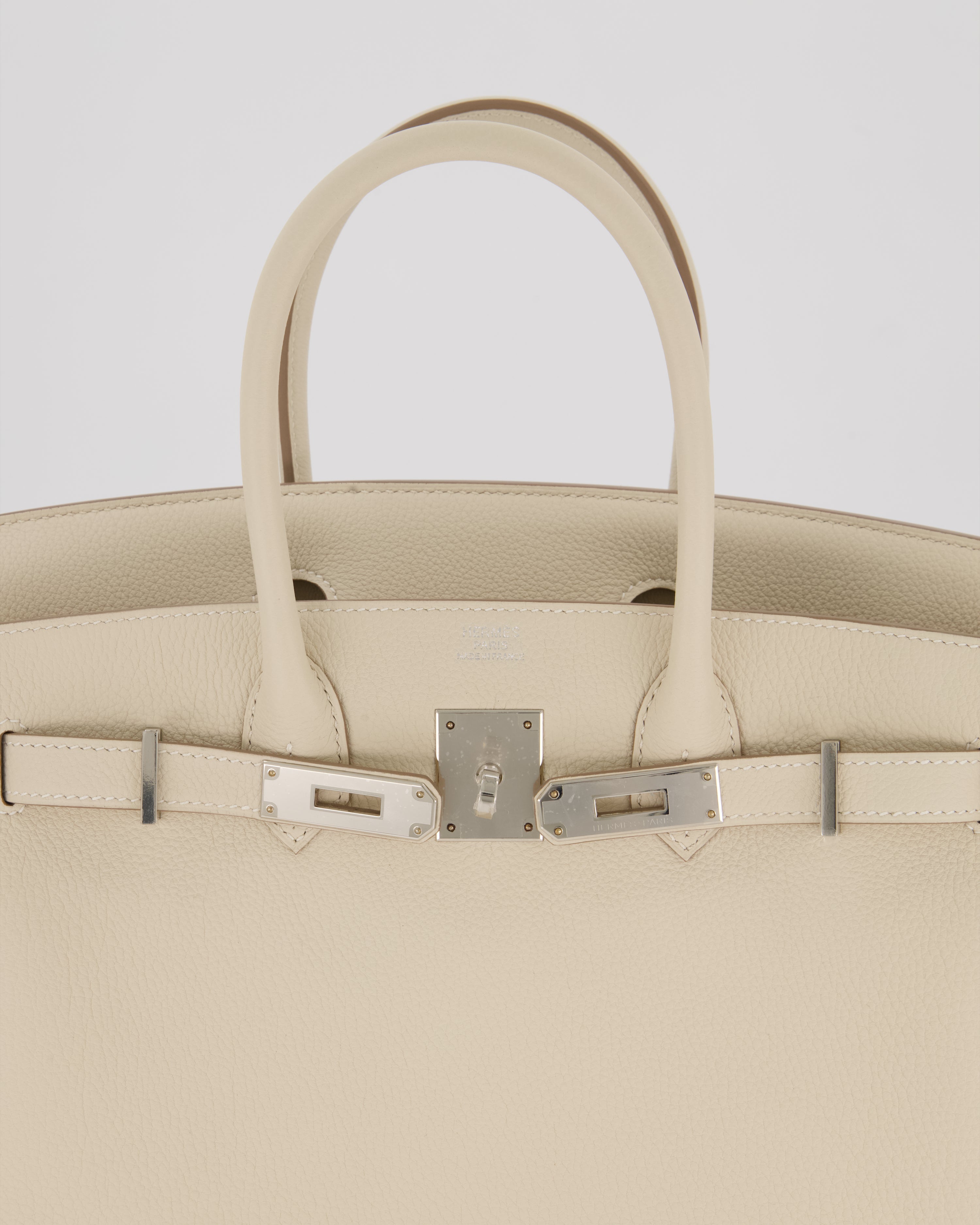 *SUPER RARE* Hermès Birkin 30 Retourne Bag in Craie Togo Leather with Palladium Hardware