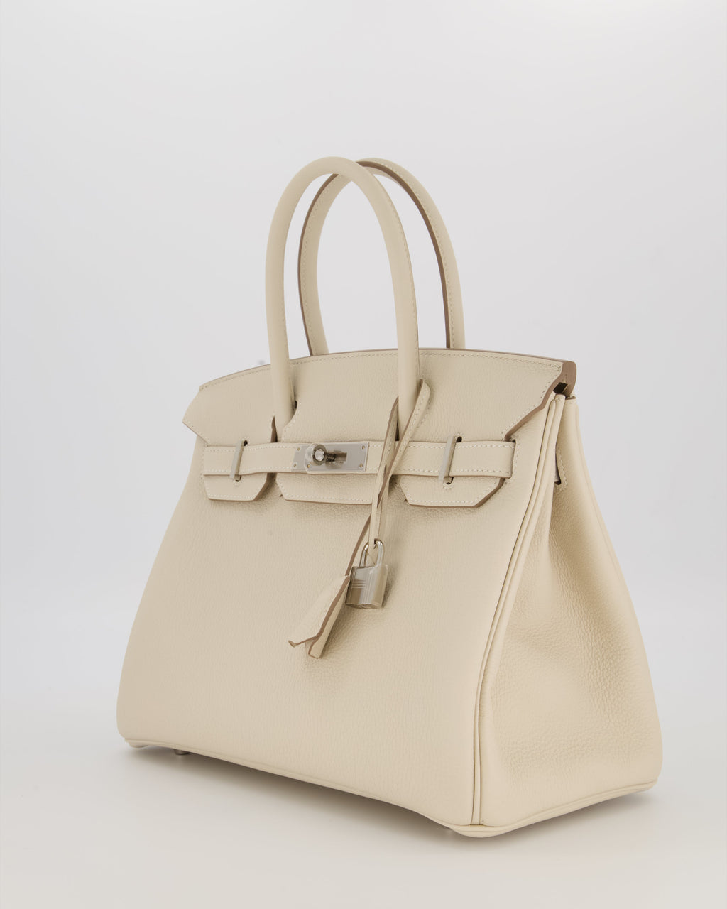 *SUPER RARE* Hermès Birkin 30 Retourne Bag in Craie Togo Leather with Palladium Hardware