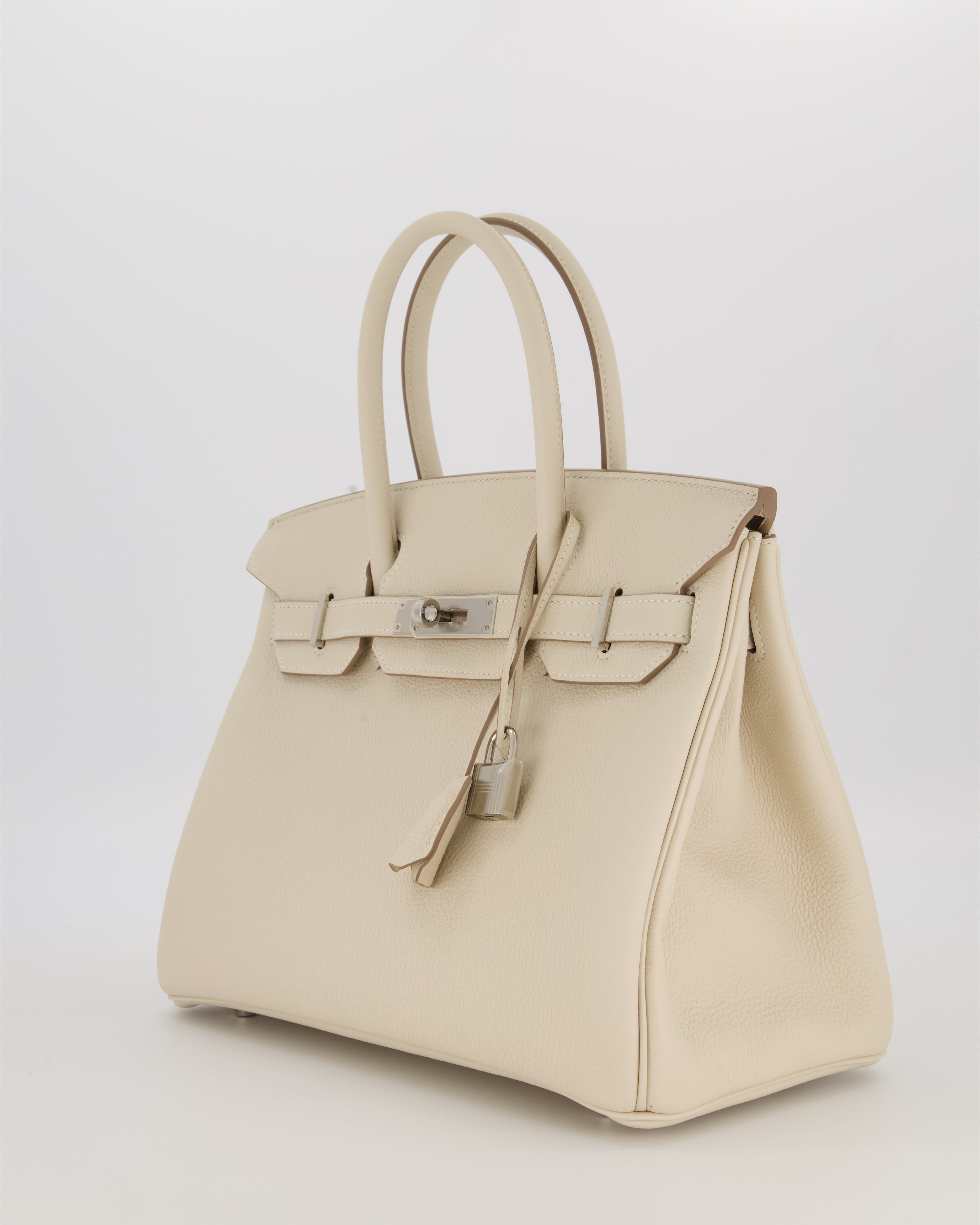 *SUPER RARE* Hermès Birkin 30 Retourne Bag in Craie Togo Leather with Palladium Hardware