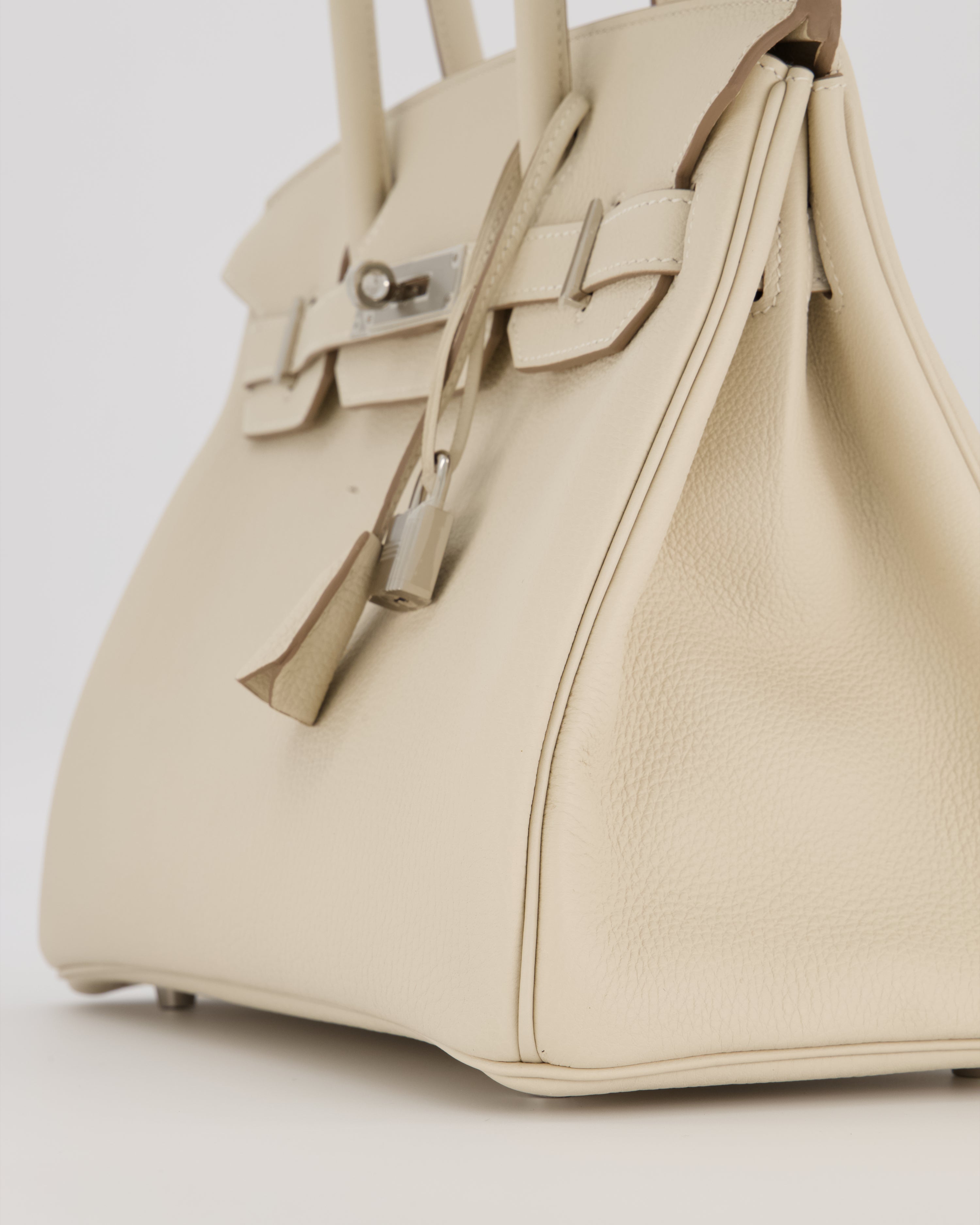 *SUPER RARE* Hermès Birkin 30 Retourne Bag in Craie Togo Leather with Palladium Hardware