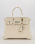 *SUPER RARE* Hermès Birkin 30 Retourne Bag in Craie Togo Leather with Palladium Hardware