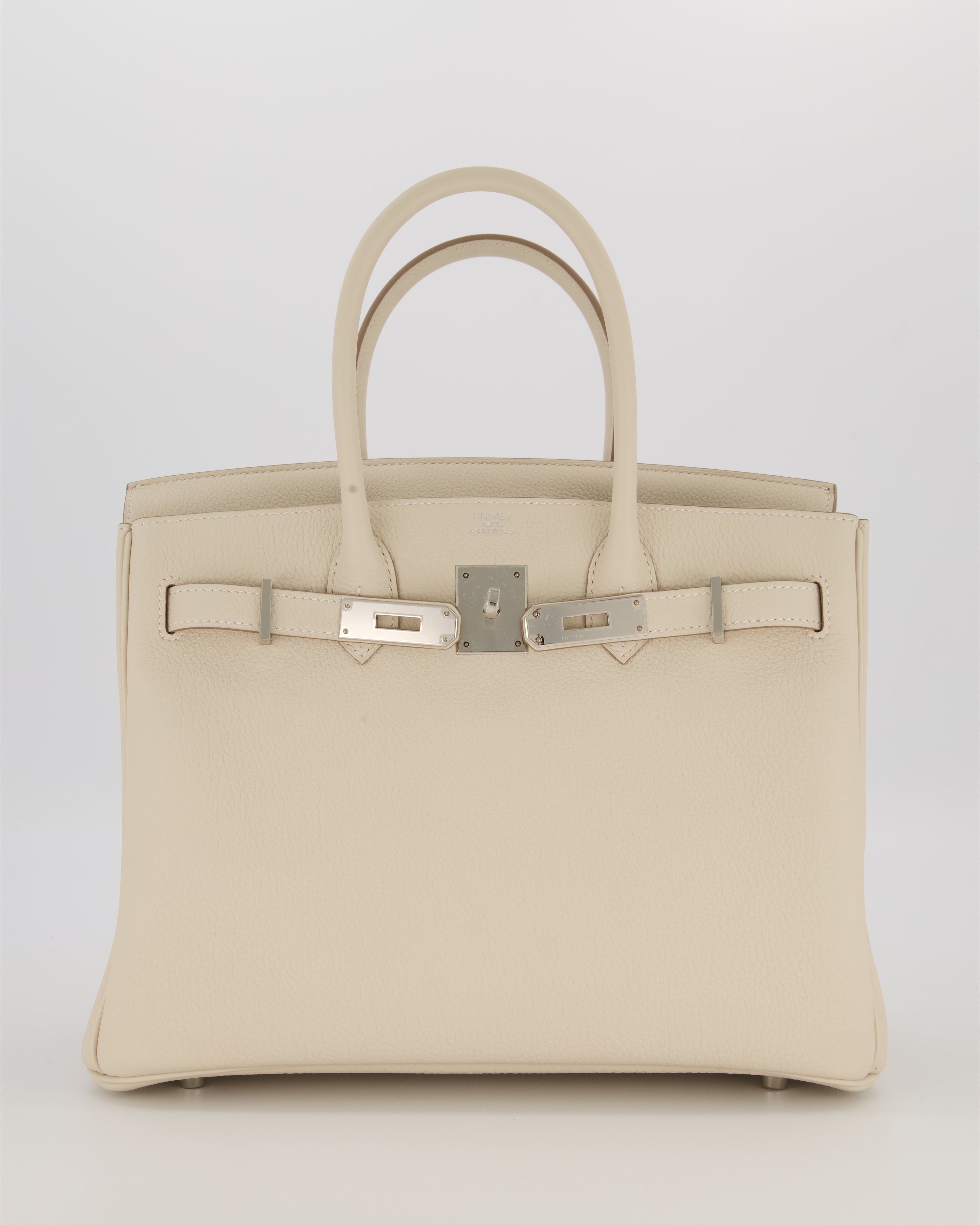 *SUPER RARE* Hermès Birkin 30 Retourne Bag in Craie Togo Leather with Palladium Hardware