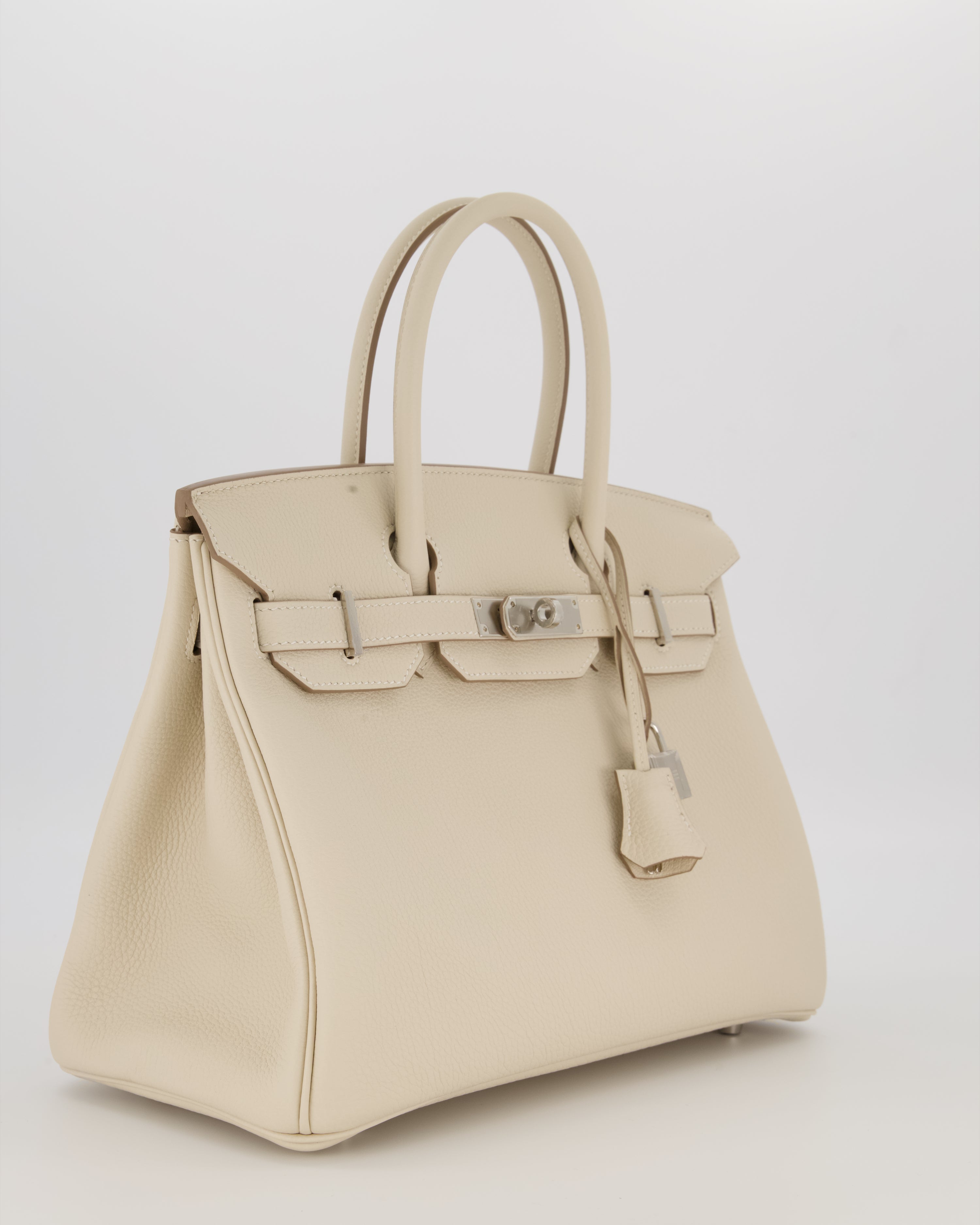 *SUPER RARE* Hermès Birkin 30 Retourne Bag in Craie Togo Leather with Palladium Hardware