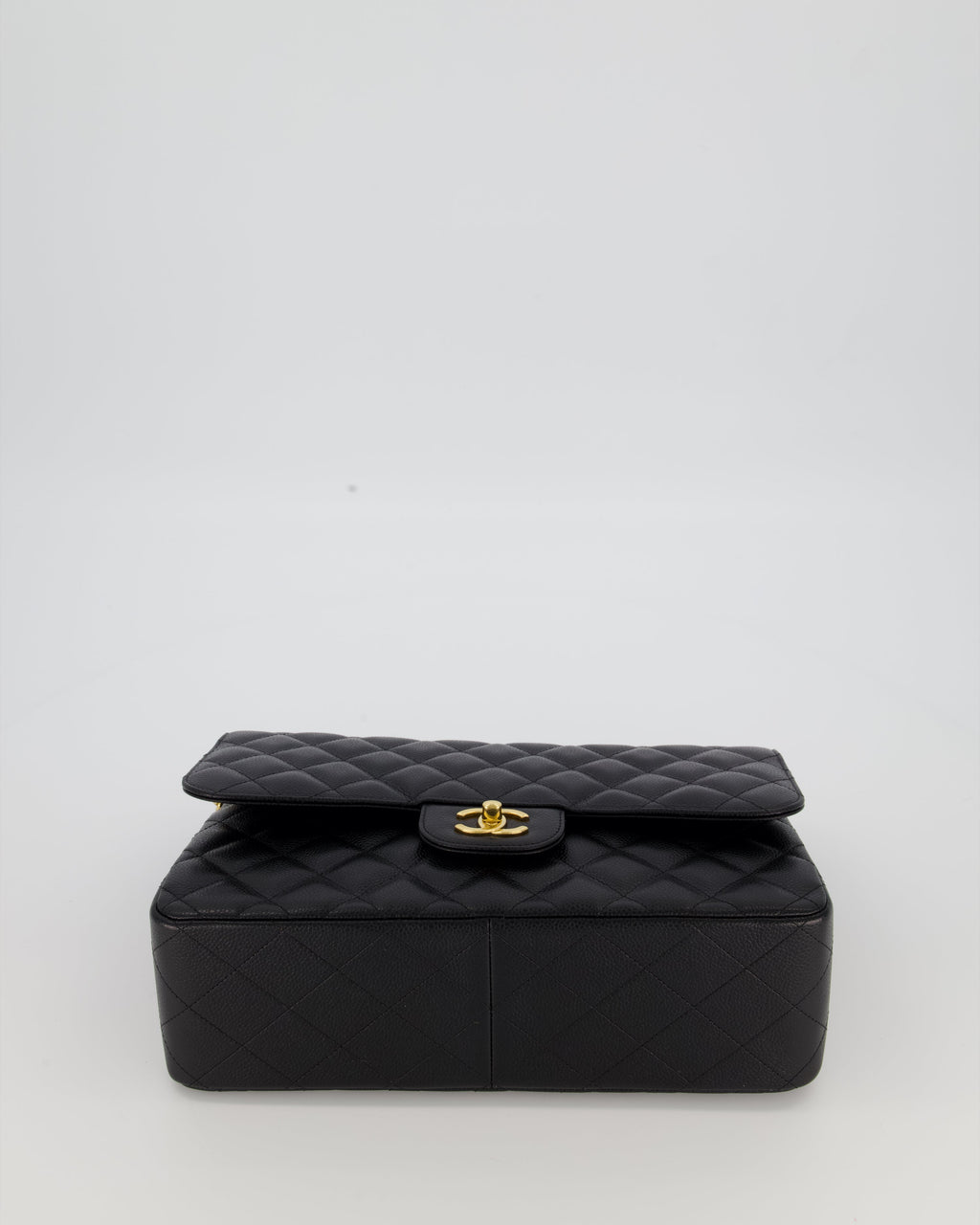 Chanel Black Jumbo Classic Double Flap Bag in Caviar Leather with Gold Hardware
