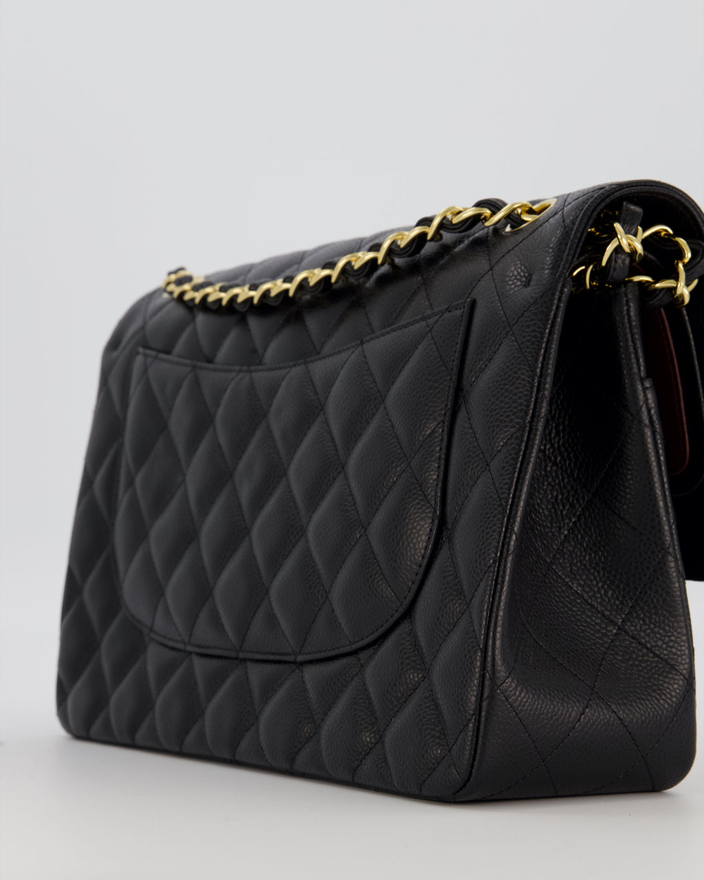 Chanel Black Jumbo Classic Double Flap Bag in Caviar Leather with Gold Hardware