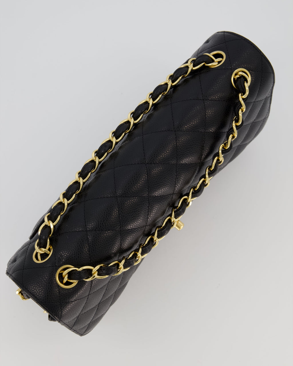 Chanel Black Jumbo Classic Double Flap Bag in Caviar Leather with Gold Hardware