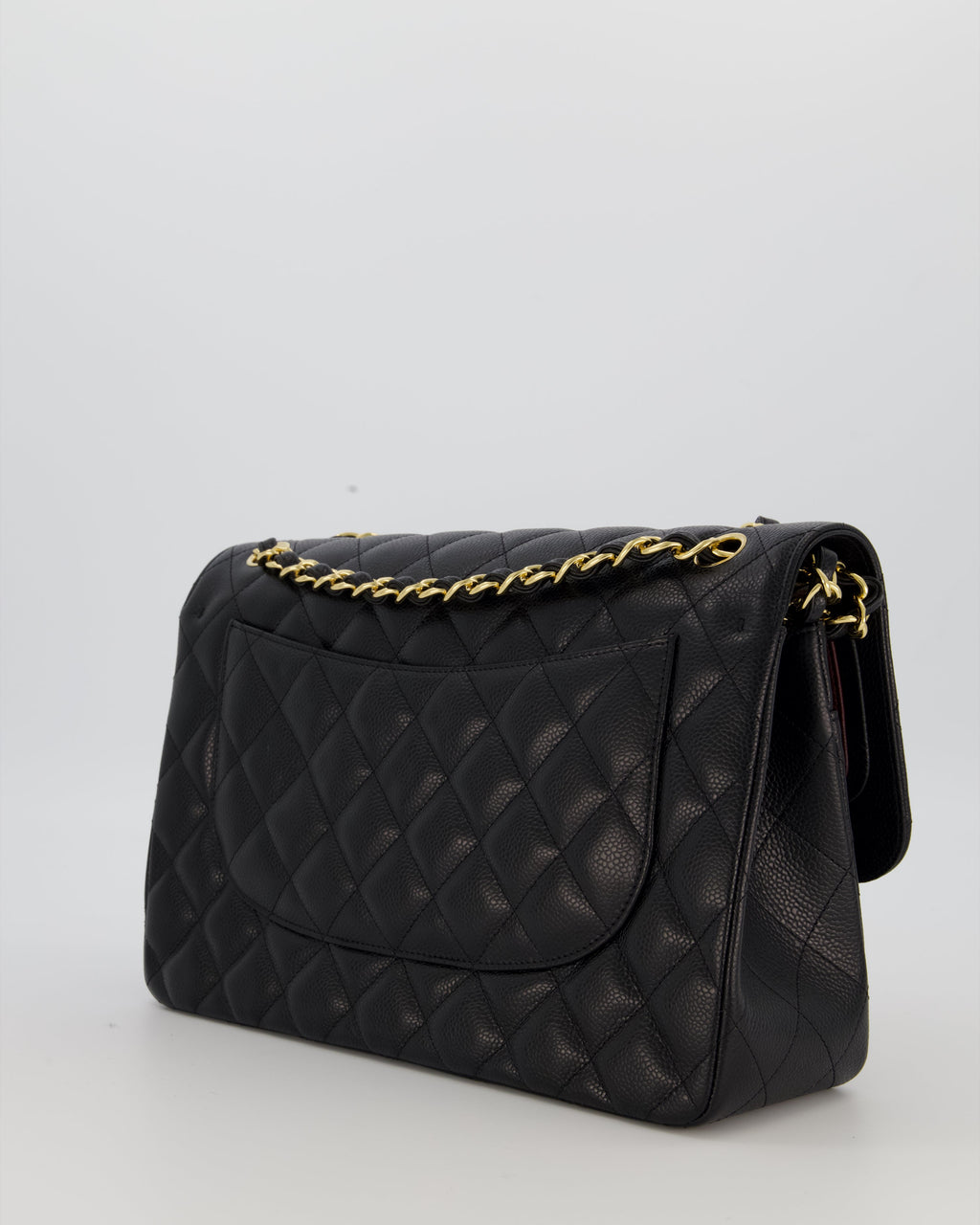 Chanel Black Jumbo Classic Double Flap Bag in Caviar Leather with Gold Hardware