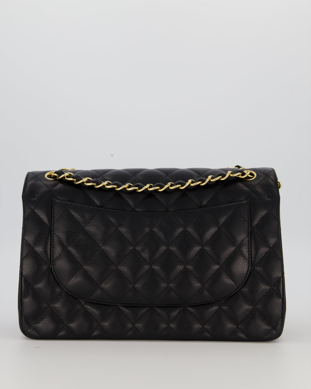 Chanel Black Jumbo Classic Double Flap Bag in Caviar Leather with Gold Hardware