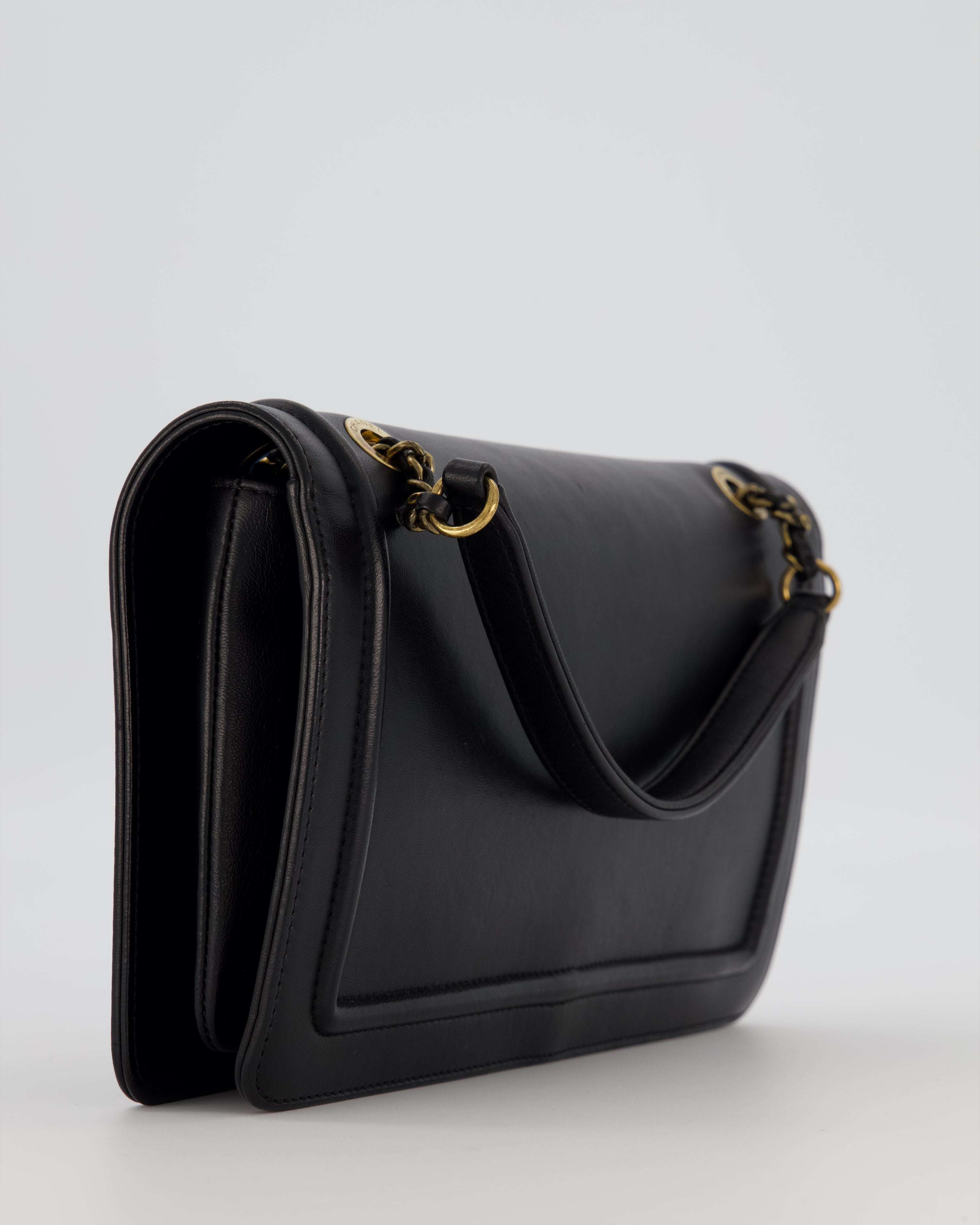 Chanel Black CC Antico Flap Bag In Lambskin With Mixed Hardware