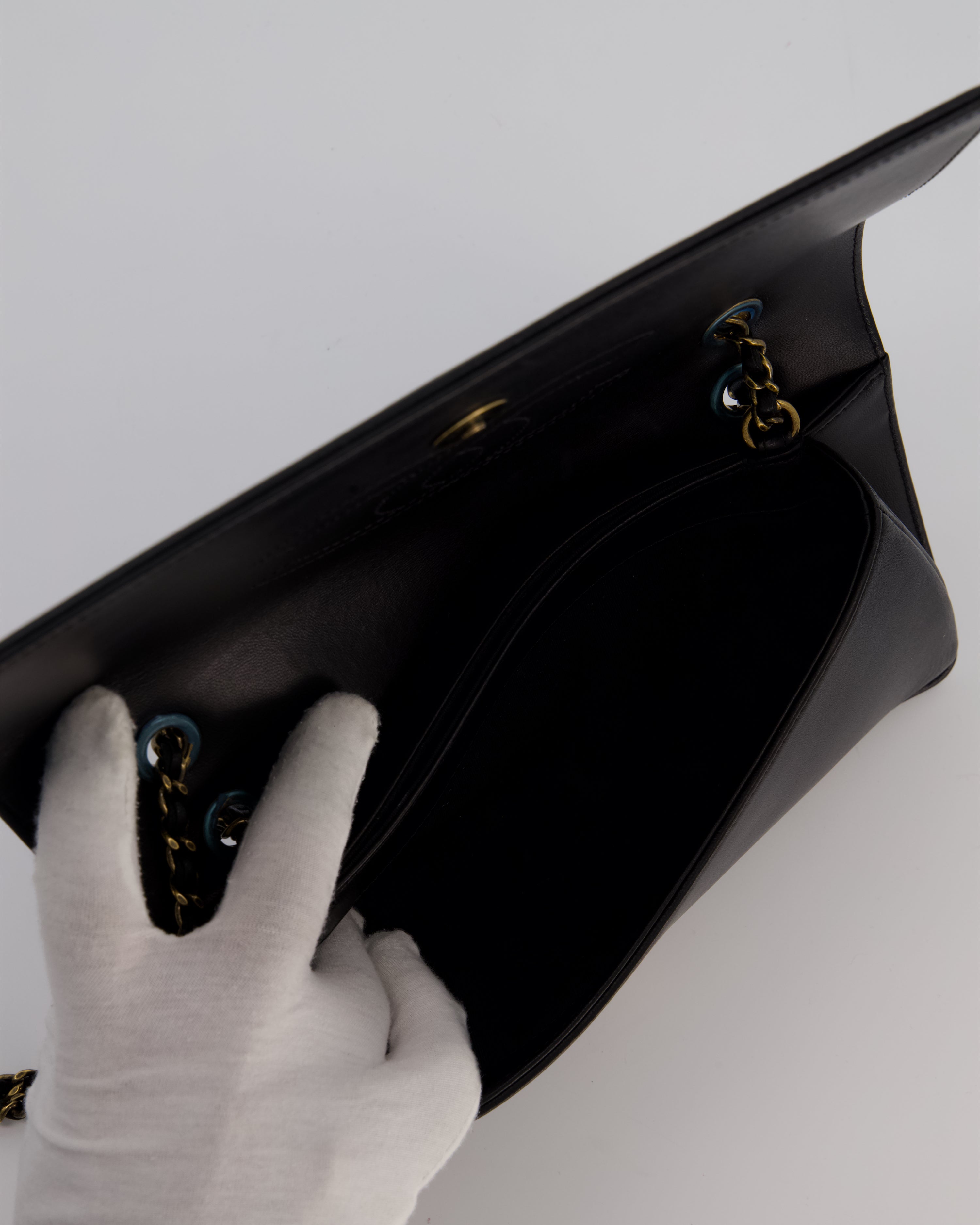 Chanel Black CC Antico Flap Bag In Lambskin With Mixed Hardware