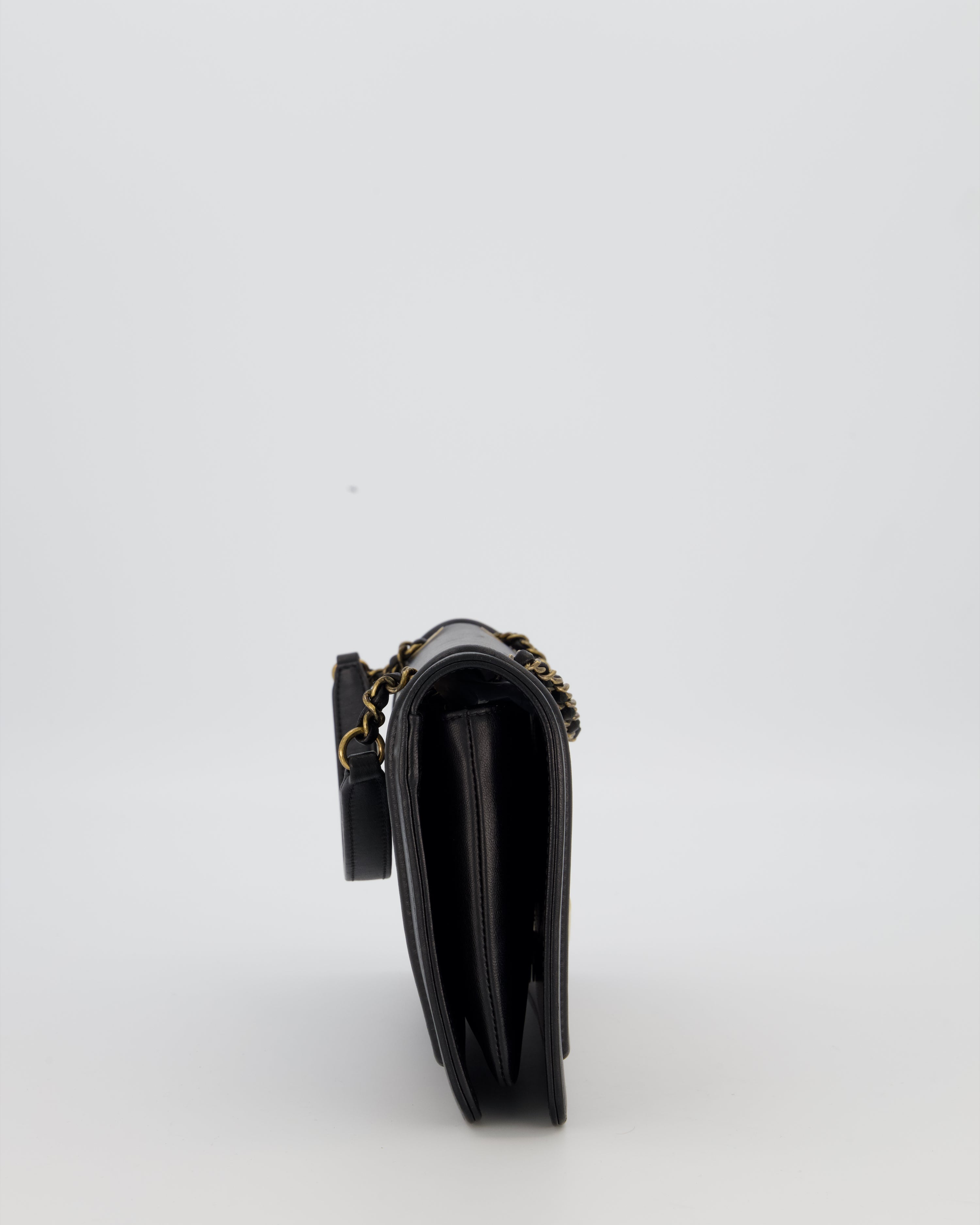 Chanel Black CC Antico Flap Bag In Lambskin With Mixed Hardware