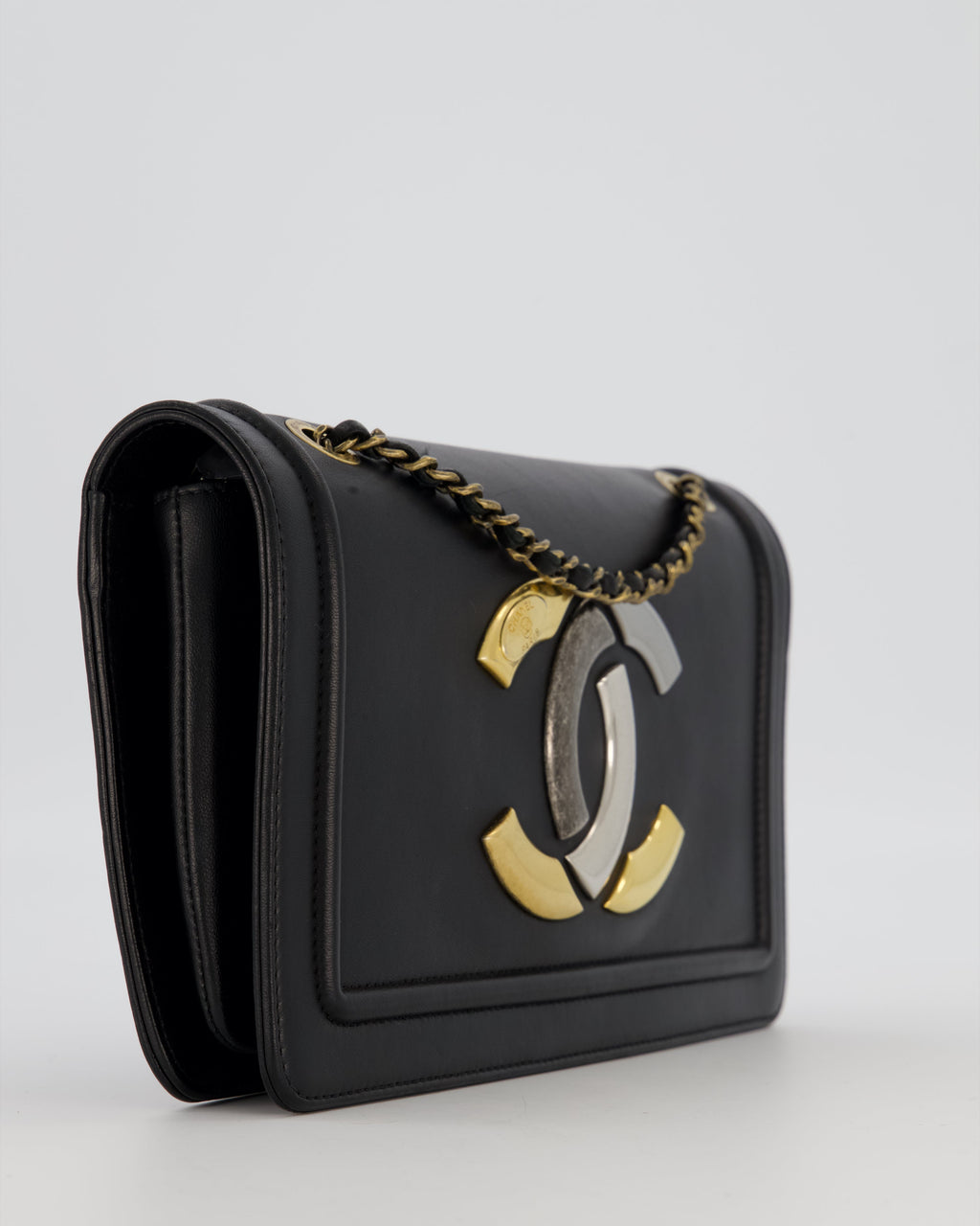 Chanel Black CC Antico Flap Bag In Lambskin With Mixed Hardware