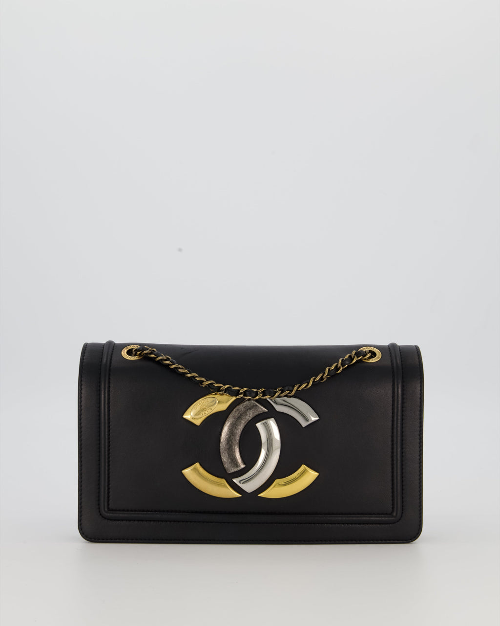 Chanel Black CC Antico Flap Bag In Lambskin With Mixed Hardware
