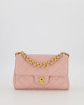 Chanel Pink Small Seasonal Flap Bag In Caviar Leather With CC Chain Details and Gold Hardware